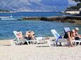 La plage Prvi Žal en ville Lumbarda, Korčula.