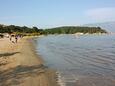 Pláž Rajska plaža na místě Lopar, Rab.