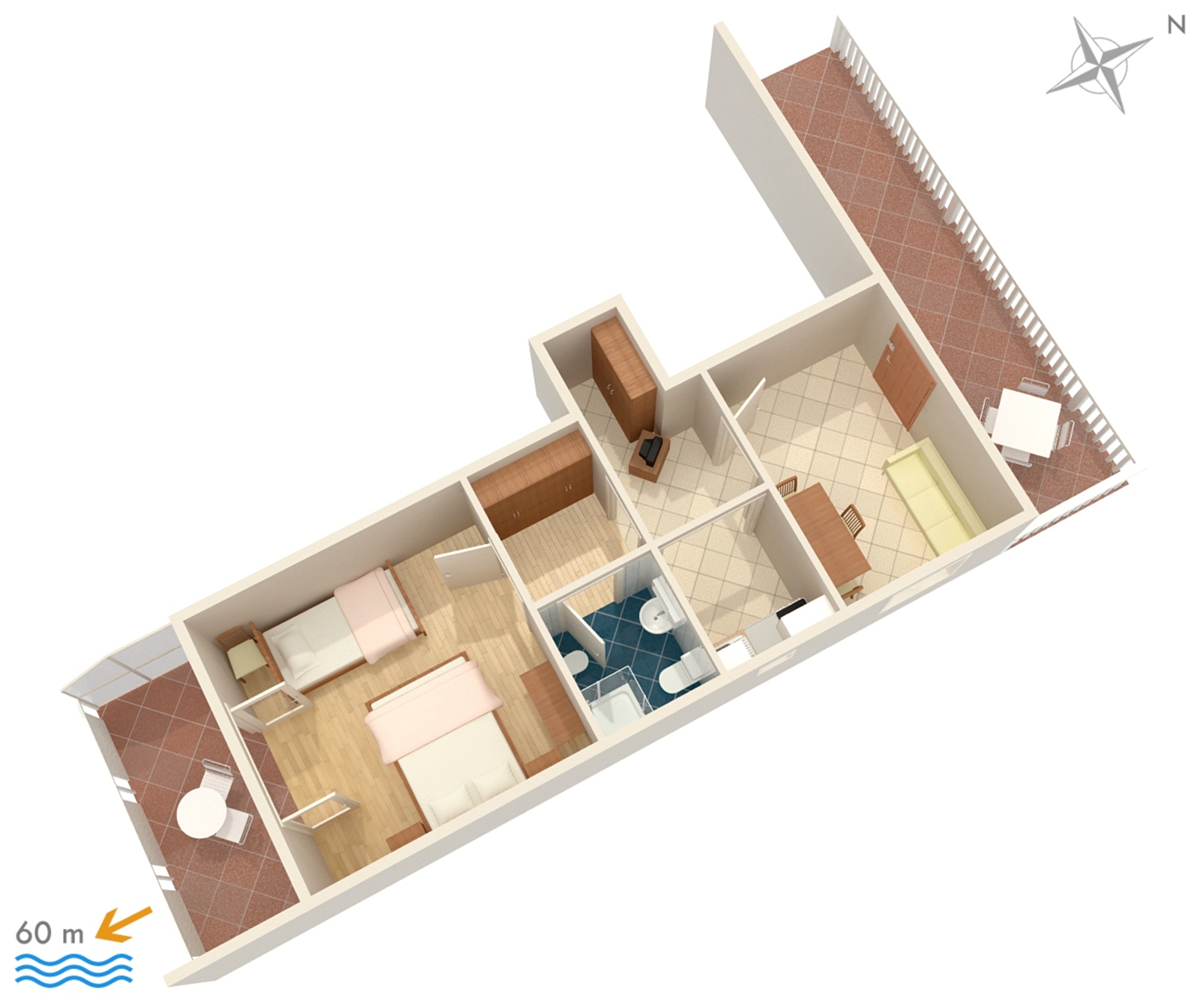 One bedroom apartment with terrace and sea view Pisak, Omiš  A-b