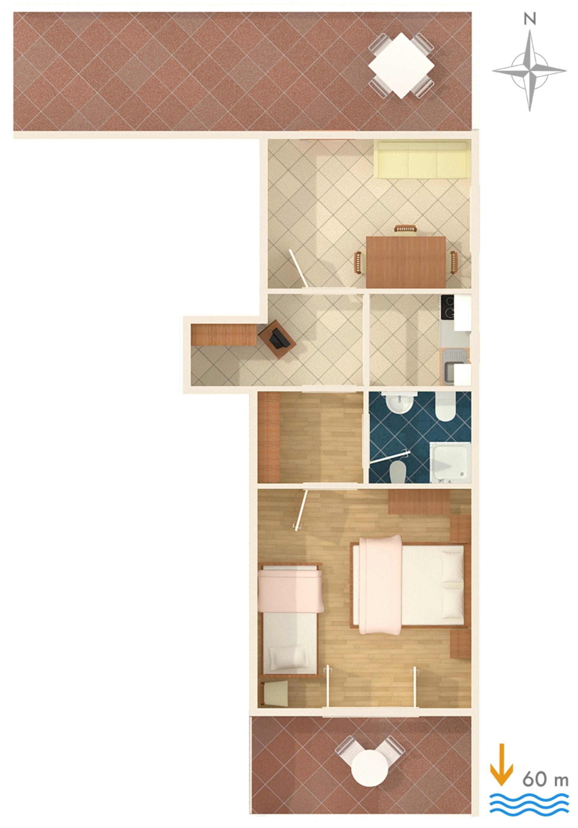 One bedroom apartment with terrace and sea view Pisak, Omiš  A-b