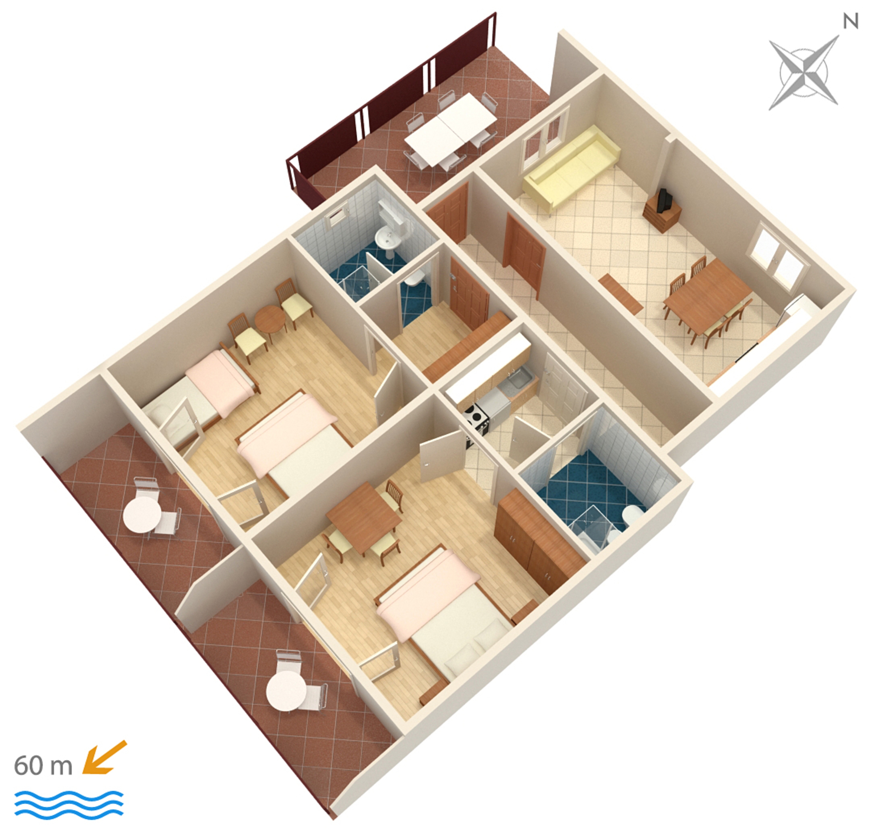Two bedroom apartment with terrace and sea view Pisak, Omiš  A-c