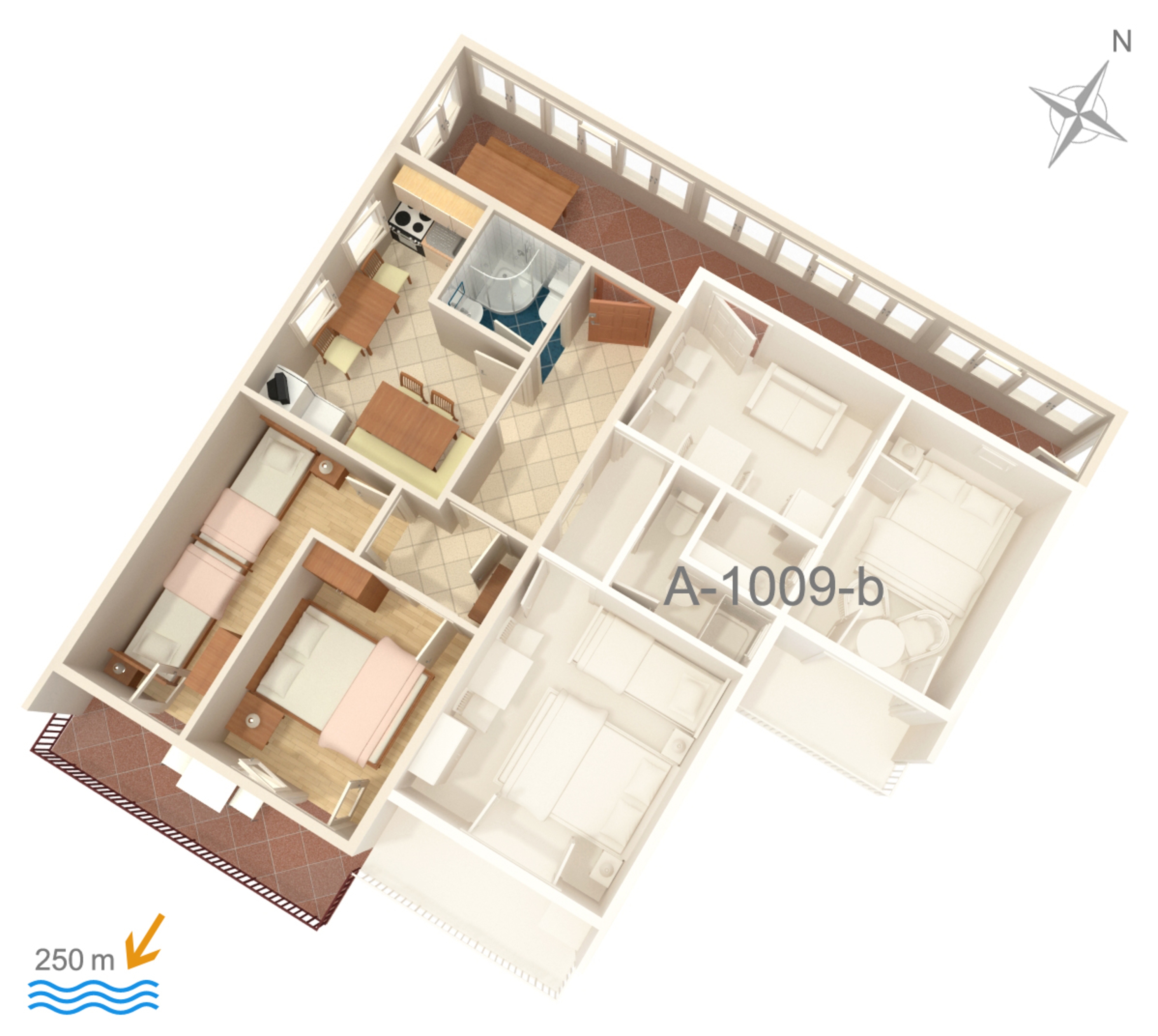Two bedroom apartment with balcony and sea view Pisak, Omiš  A-a