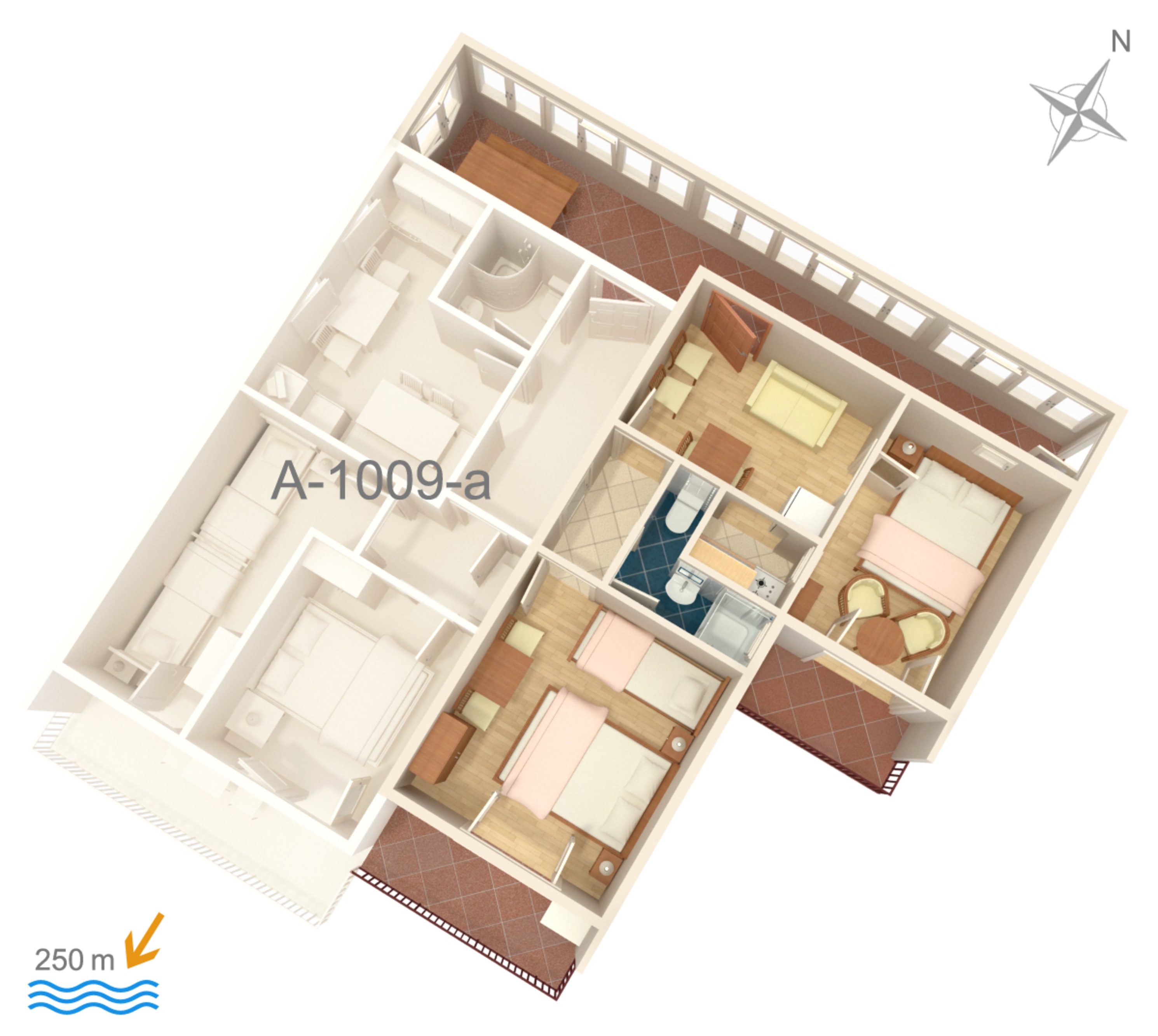 Two bedroom apartment with balcony and sea view Pisak, Omiš  A-b