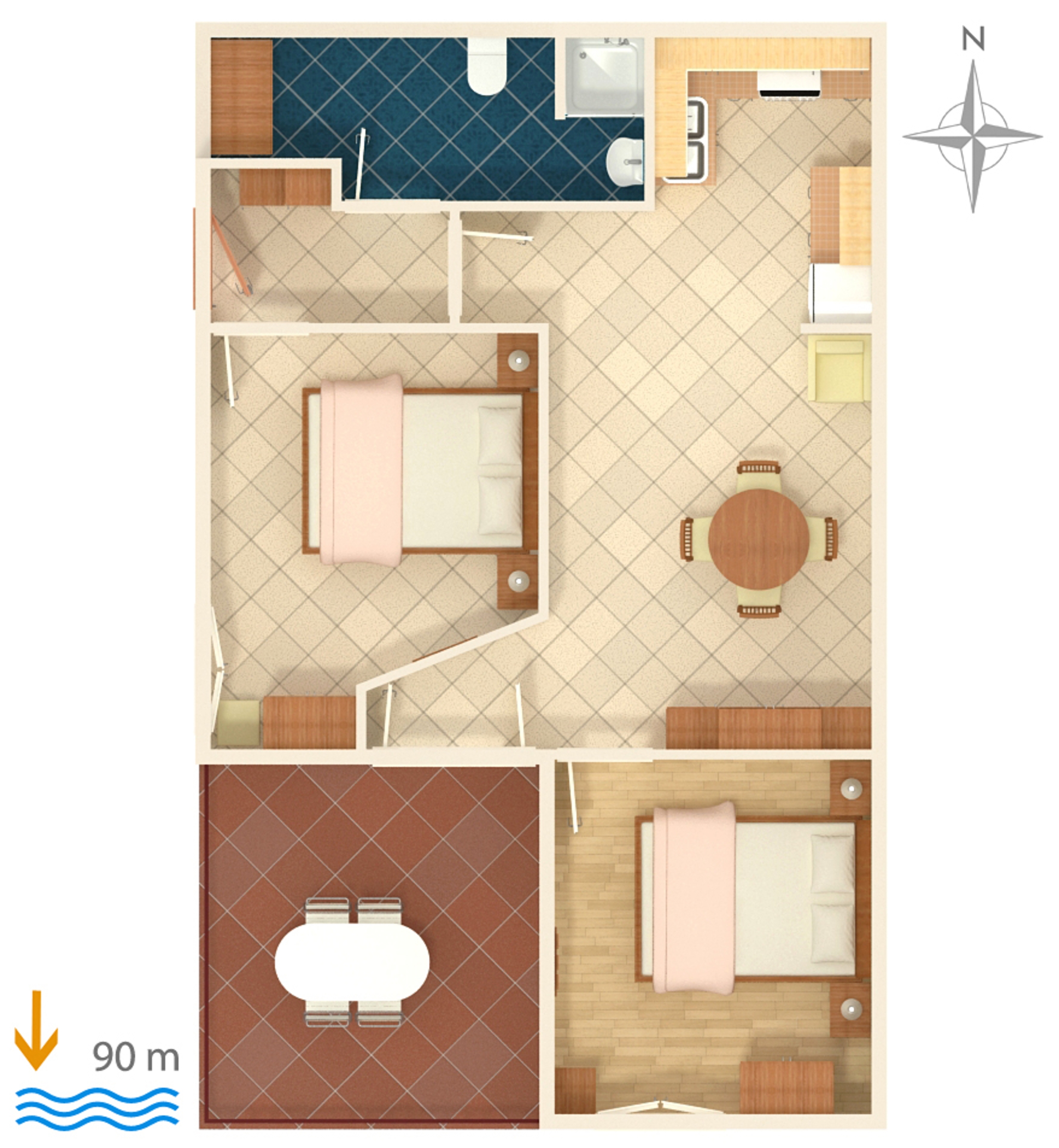 Two bedroom apartment with terrace and sea view Stanići, Omiš  A-a
