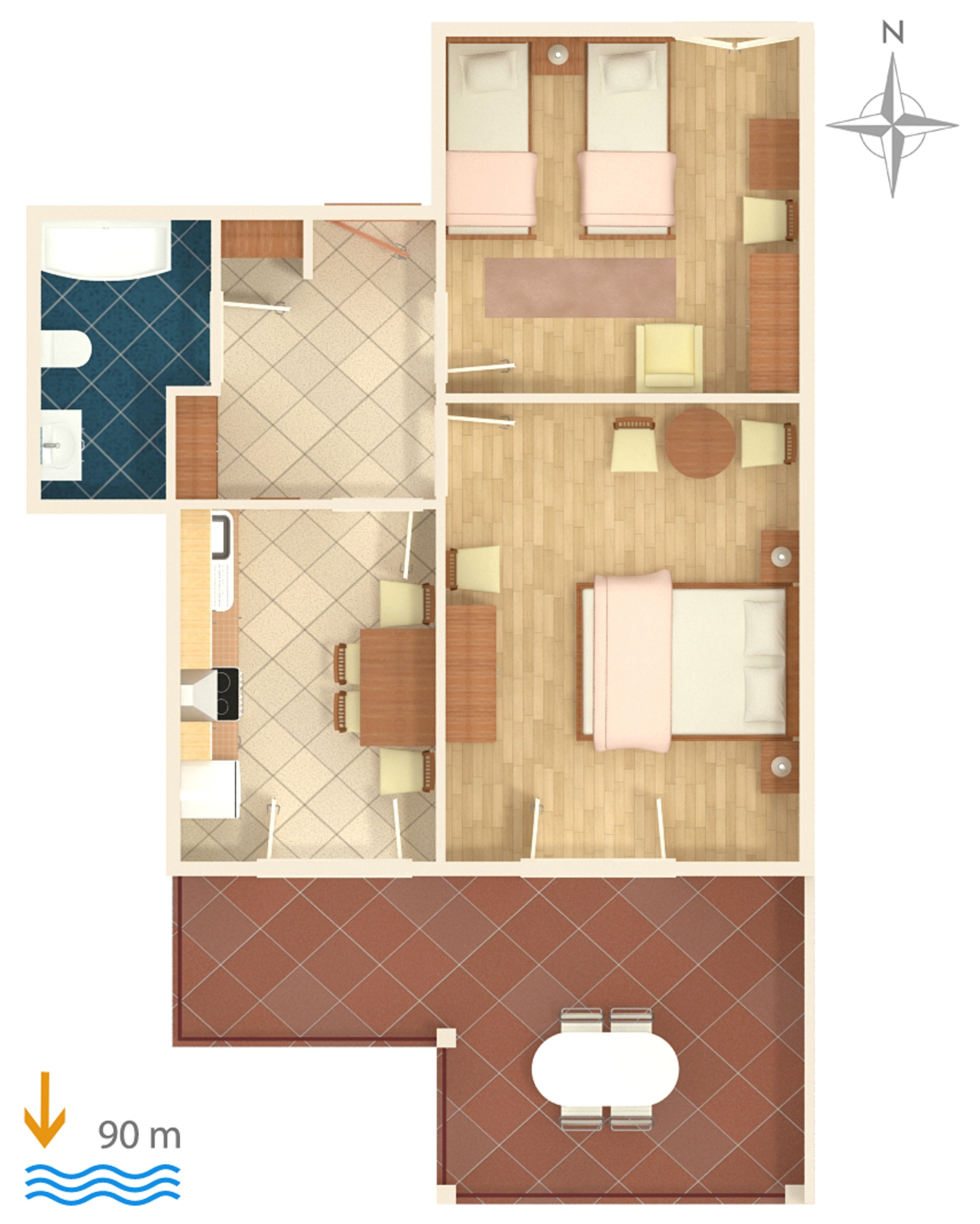 Two bedroom apartment with terrace and sea view Stanići, Omiš  A-b