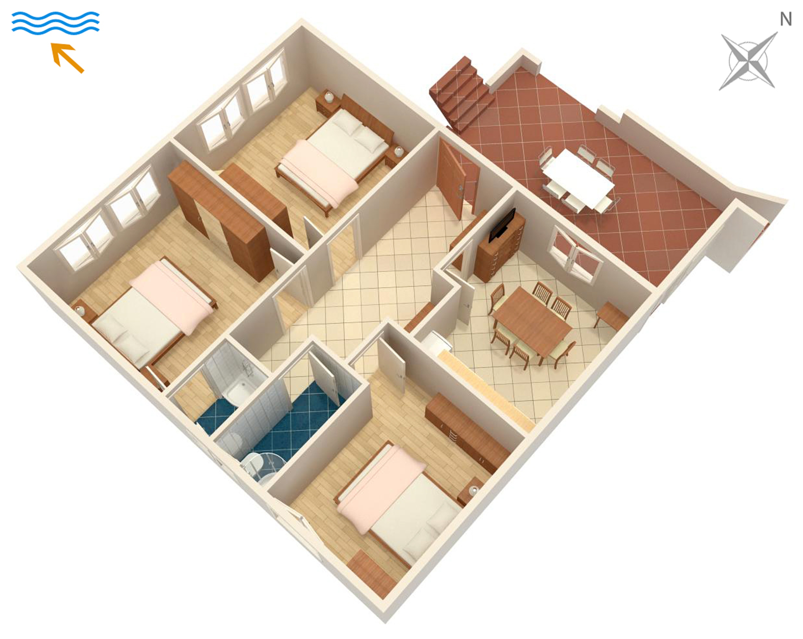 Three bedroom apartment near beach Stanići, Omiš  A-a
