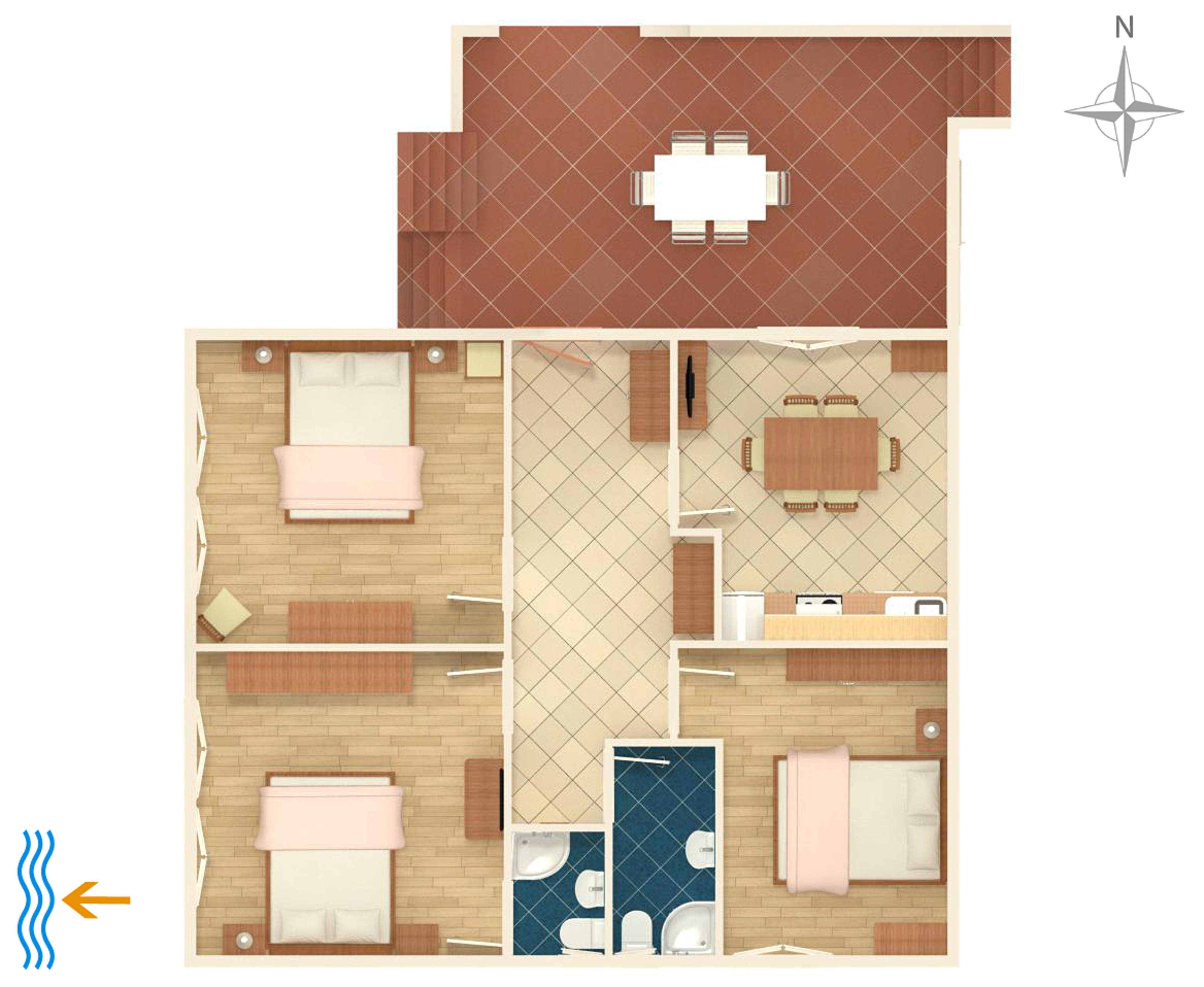 Three bedroom apartment near beach Stanići, Omiš  A-a