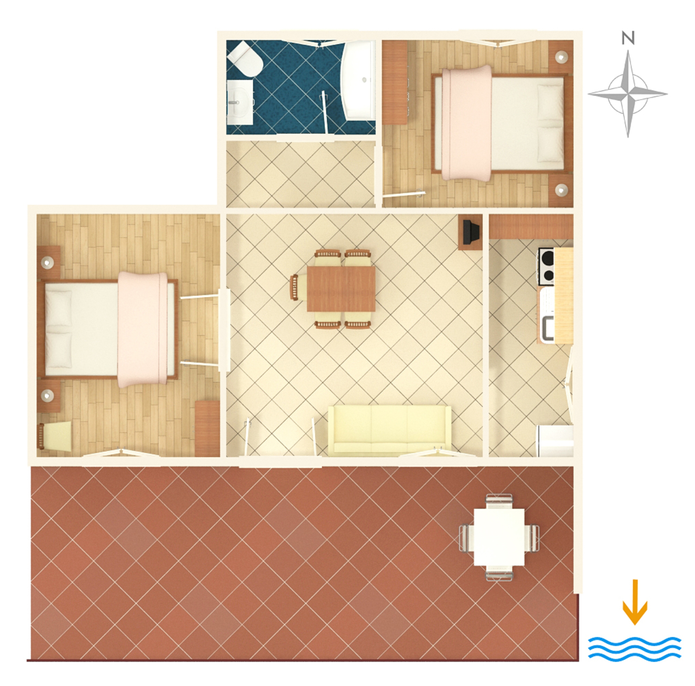 Two bedroom apartment with terrace and sea view Seget Vranjica, Trogir  A-a