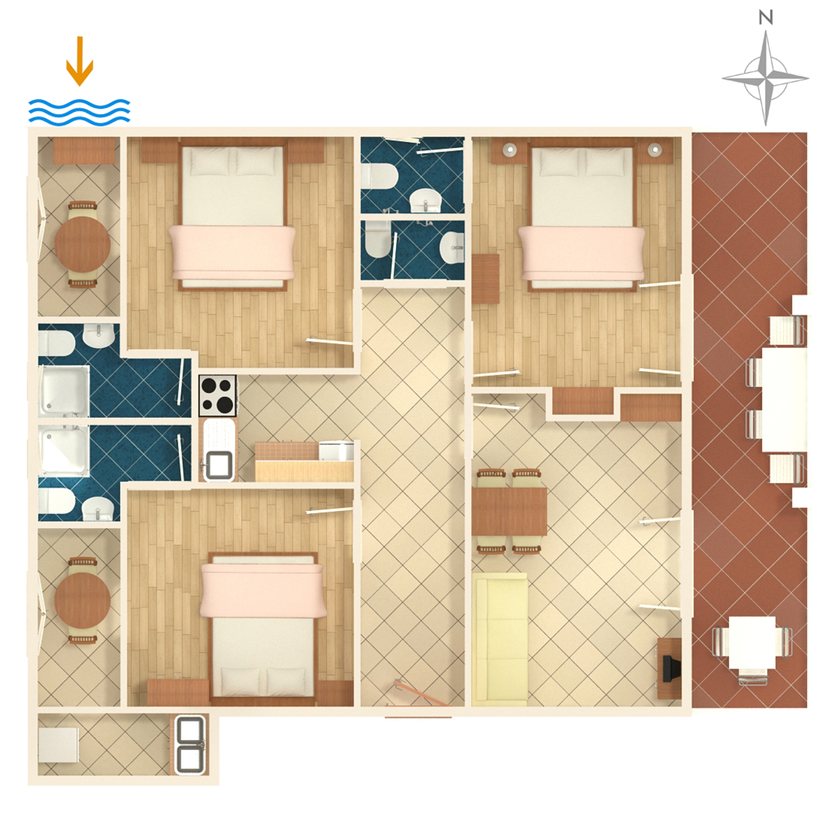 Three bedroom apartment with terrace and sea view Podaca, Makarska  A-a