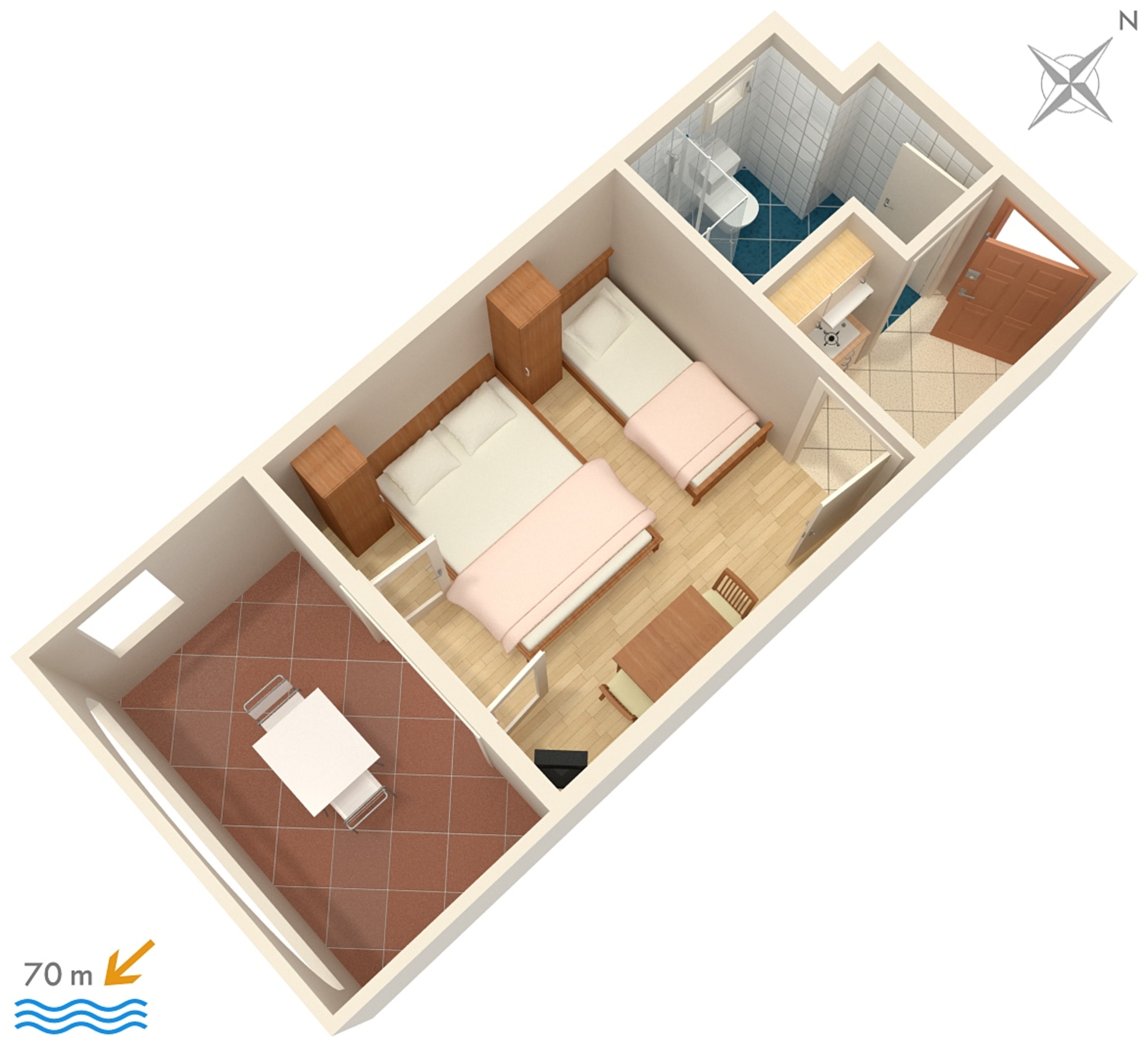Studio flat with terrace and sea view Medići, Omiš  AS-a