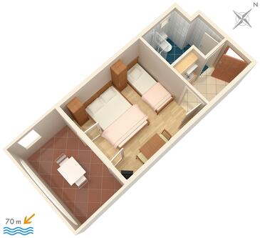 Načrt Medići, Načrt v nastanitvi vrste studio-apartment, WiFi.