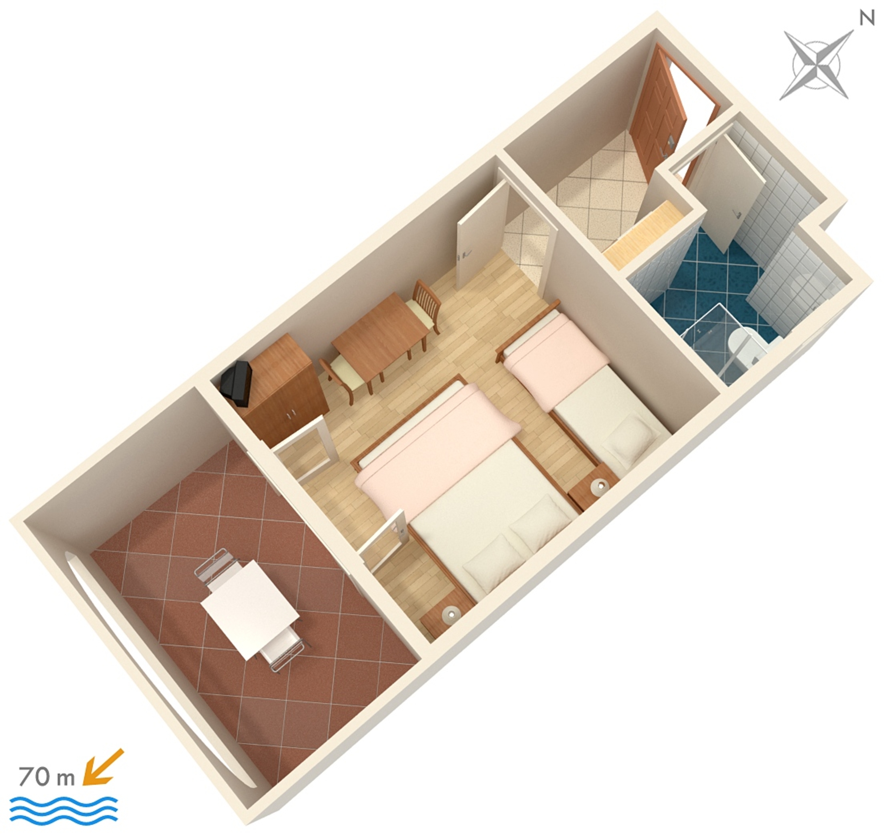 Studio flat with terrace and sea view Medići, Omiš  AS-b
