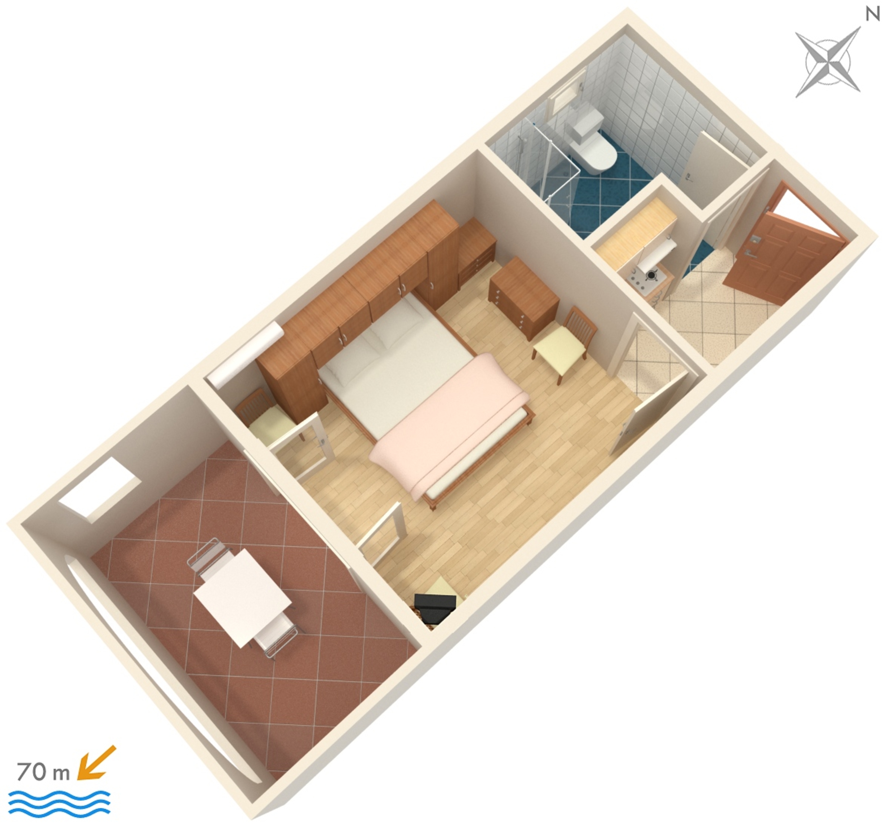 Studio flat with terrace and sea view Medići, Omiš  AS-d