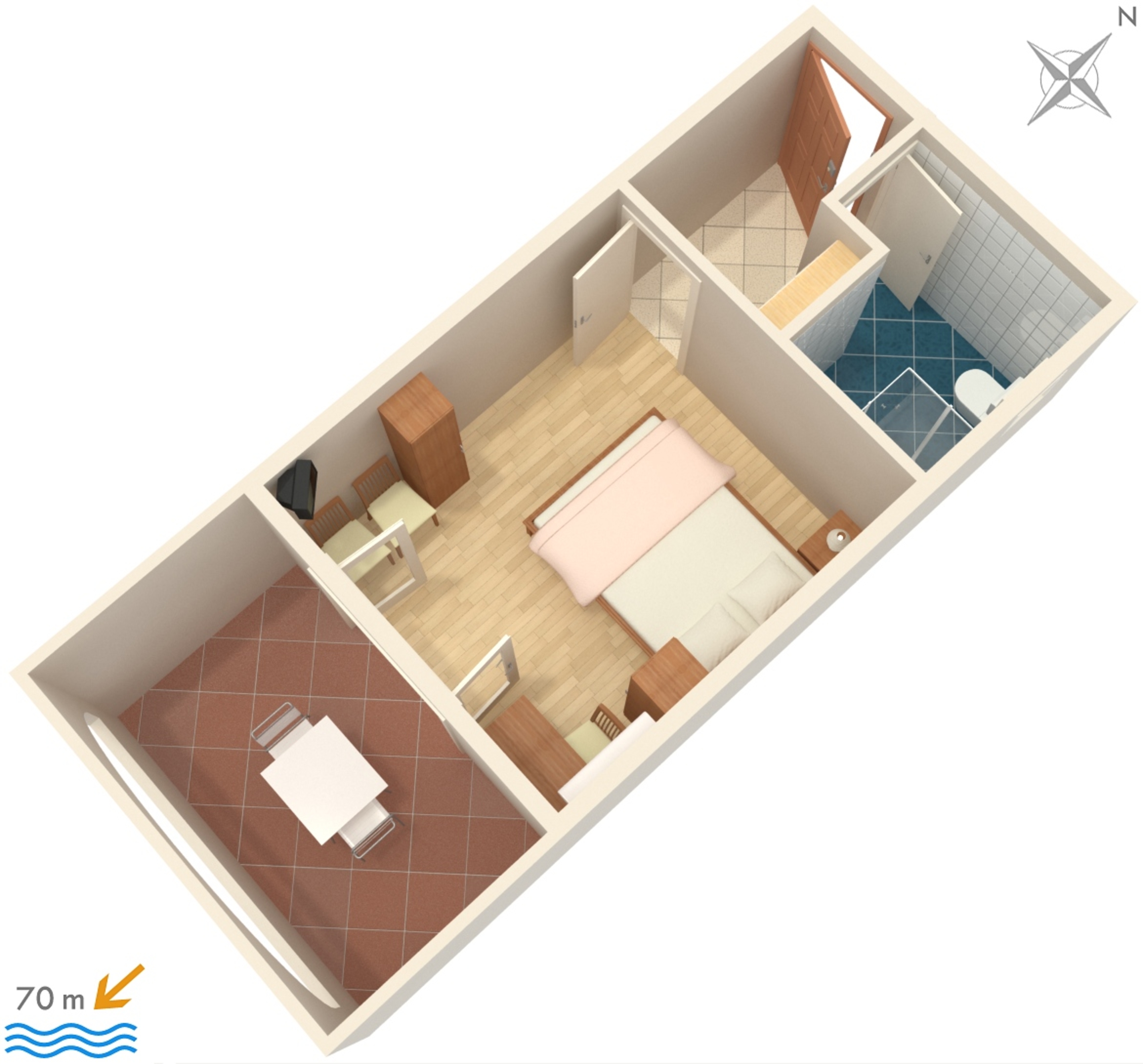 Studio flat with terrace and sea view Medići, Omiš  AS-e