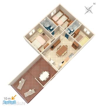 Seget Vranjica, Půdorys v ubytování typu apartment, WiFi.