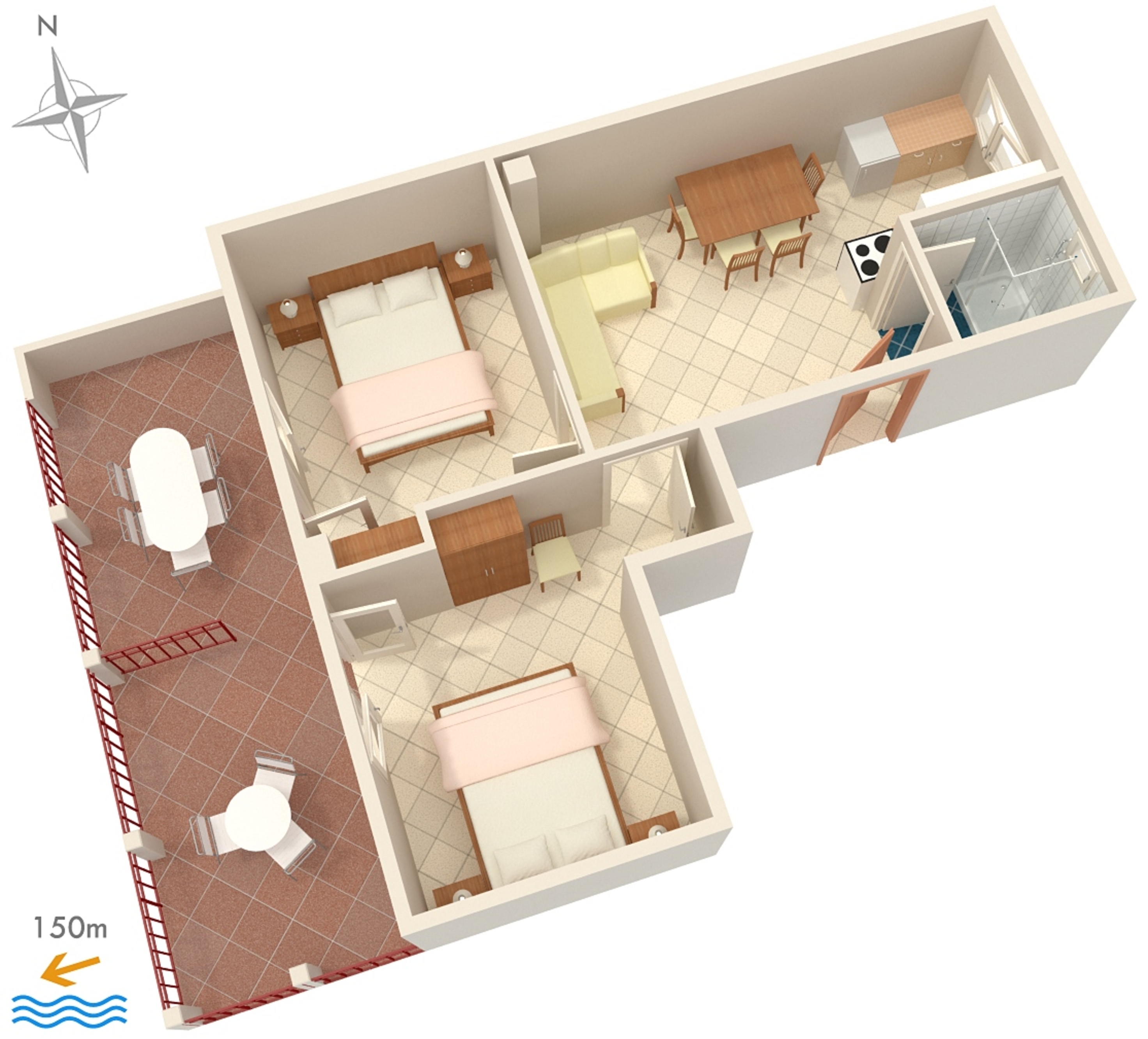 Two bedroom apartment with terrace and sea view Okrug Gornji, Čiovo  A-b