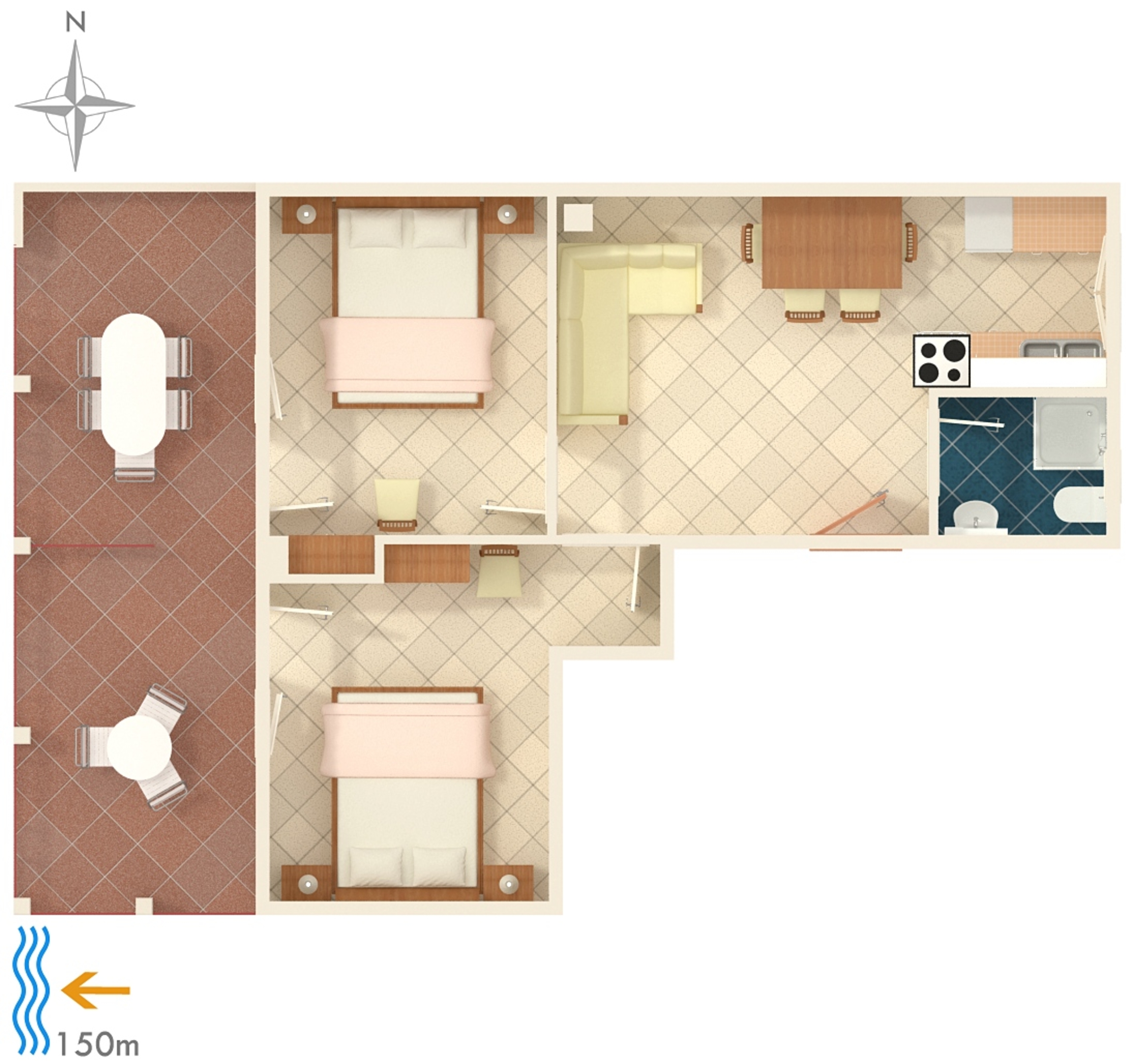 Two bedroom apartment with terrace and sea view Okrug Gornji, Čiovo  A-b