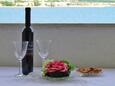Arbanija, Balcony in the apartment, with a sea view and WiFi.