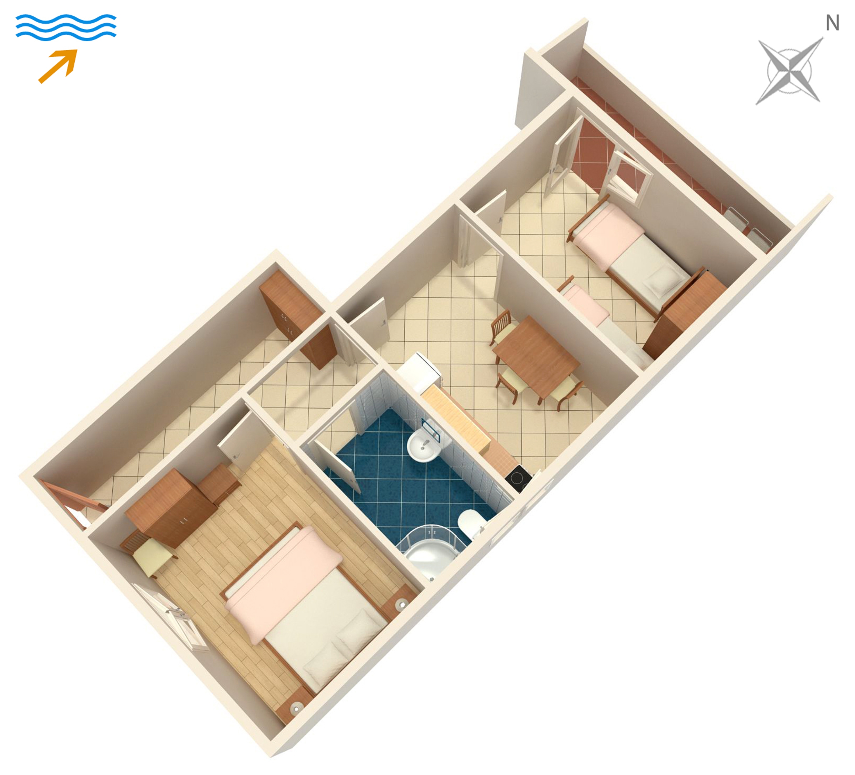 Two bedroom apartment near beach Arbanija, Čiovo  A-c