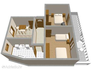 Rogoznica, Plan kwatery w zakwaterowaniu typu apartment, WiFi.