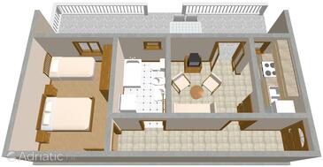 Slatine, plattegrond in the apartment, (pet friendly) en WiFi.