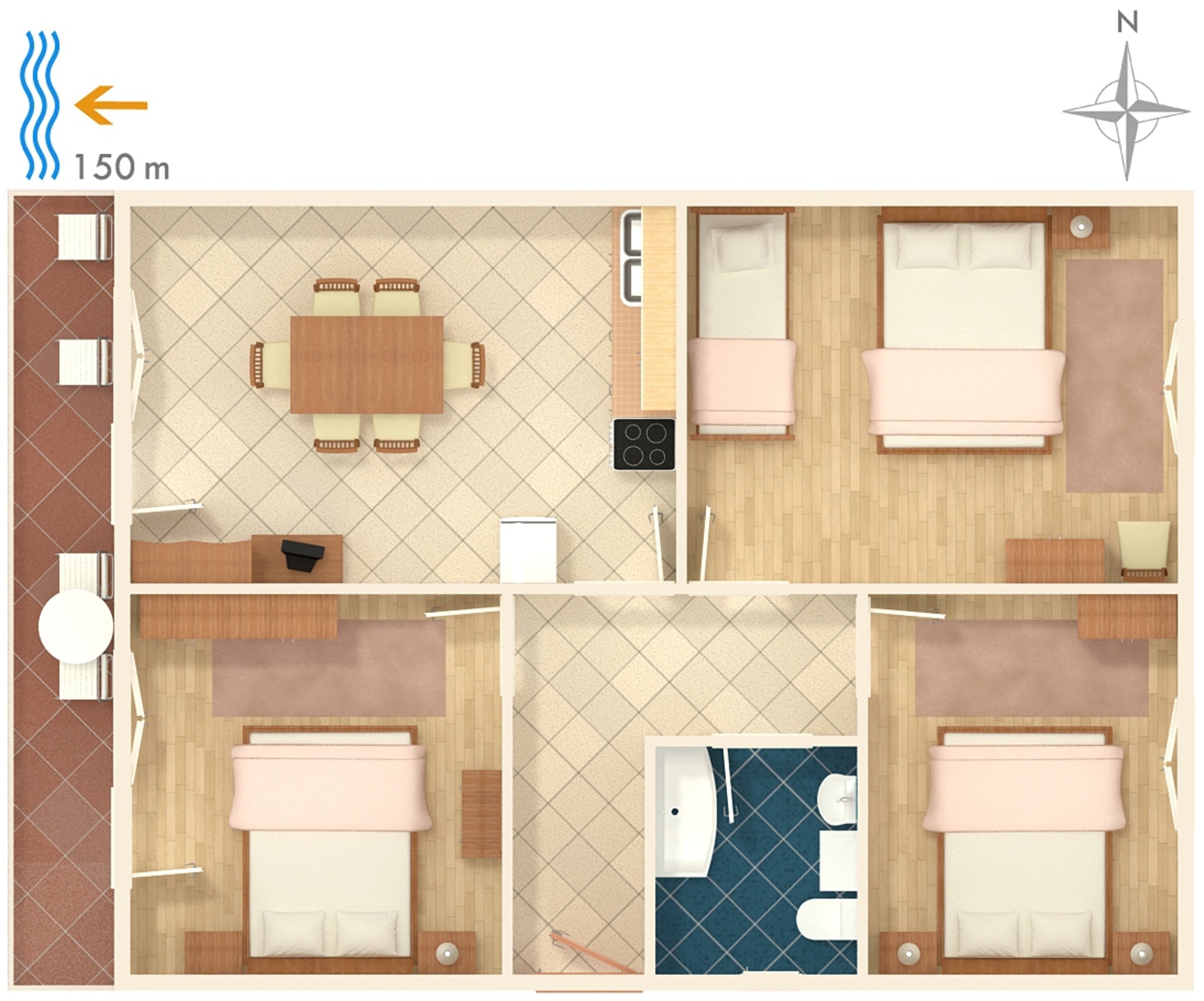 Three bedroom apartment with balcony and sea view Kanica, Rogoznica  A-b