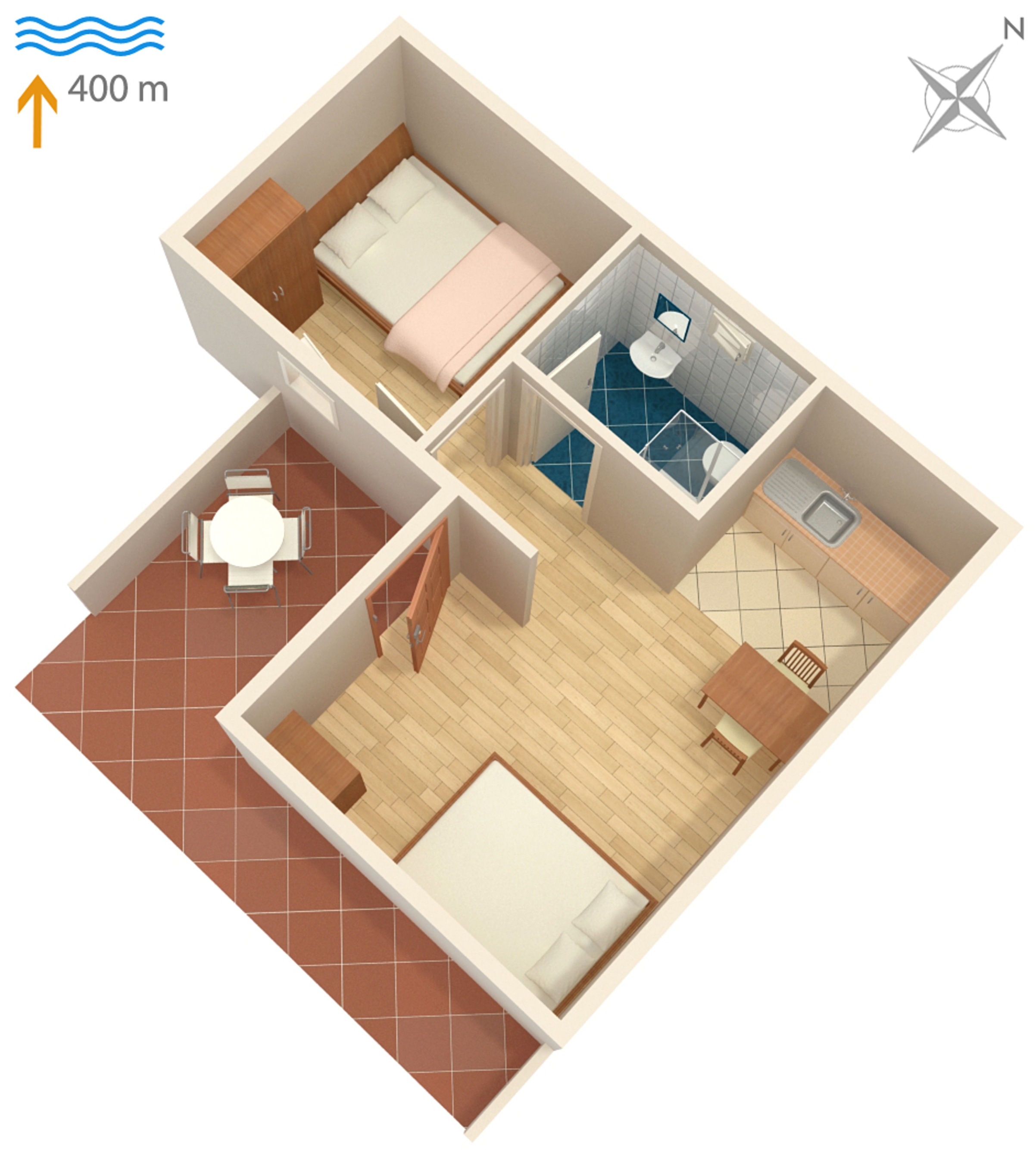 One bedroom apartment with terrace Okrug Gornji, Čiovo  A-b
