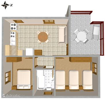 Okrug Gornji, Půdorys v ubytování typu apartment, WiFi.