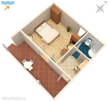 Plan Arbanija, Plan in the studio-apartment.