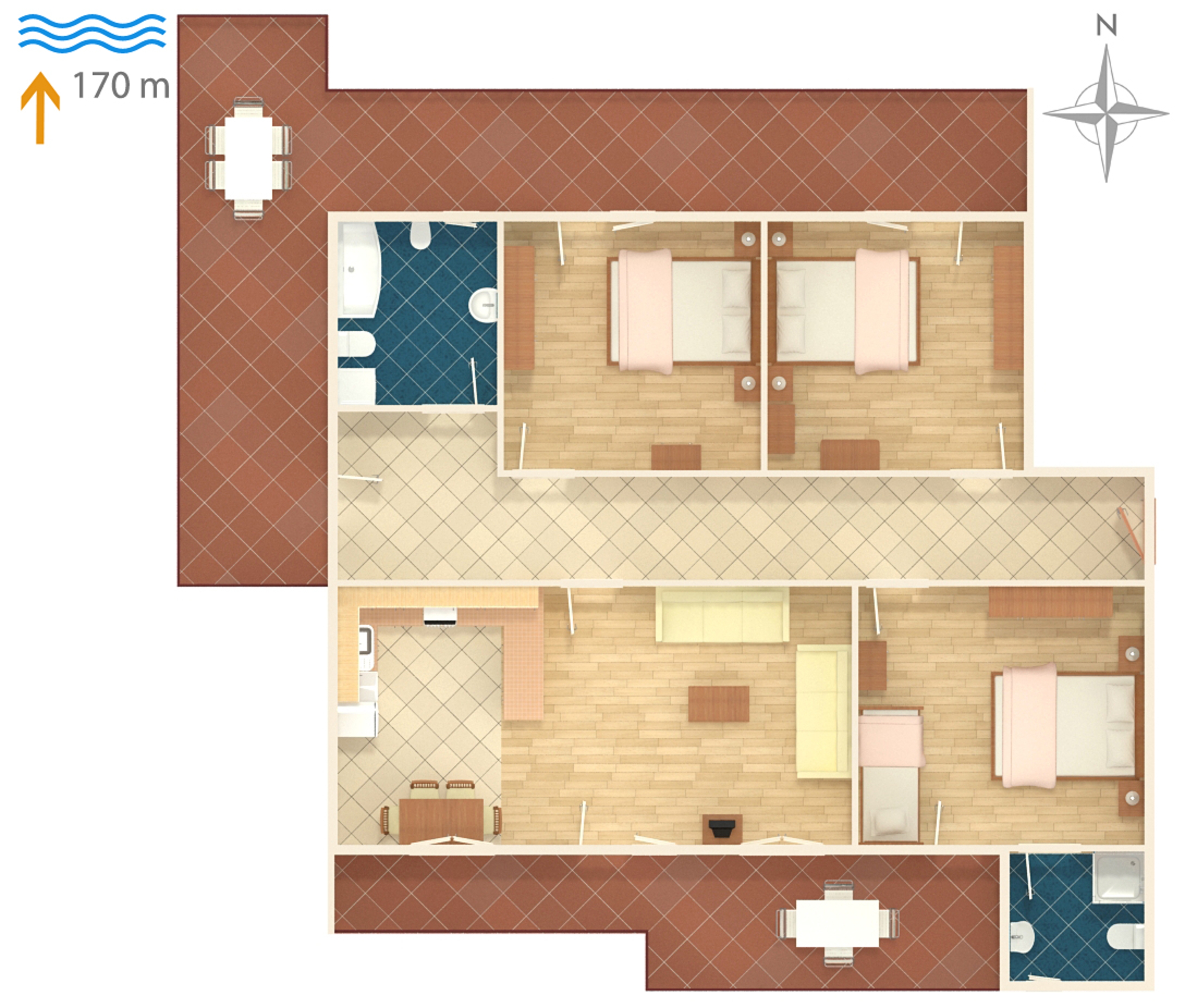 Three bedroom apartment with terrace and sea view Arbanija, Čiovo  A-a