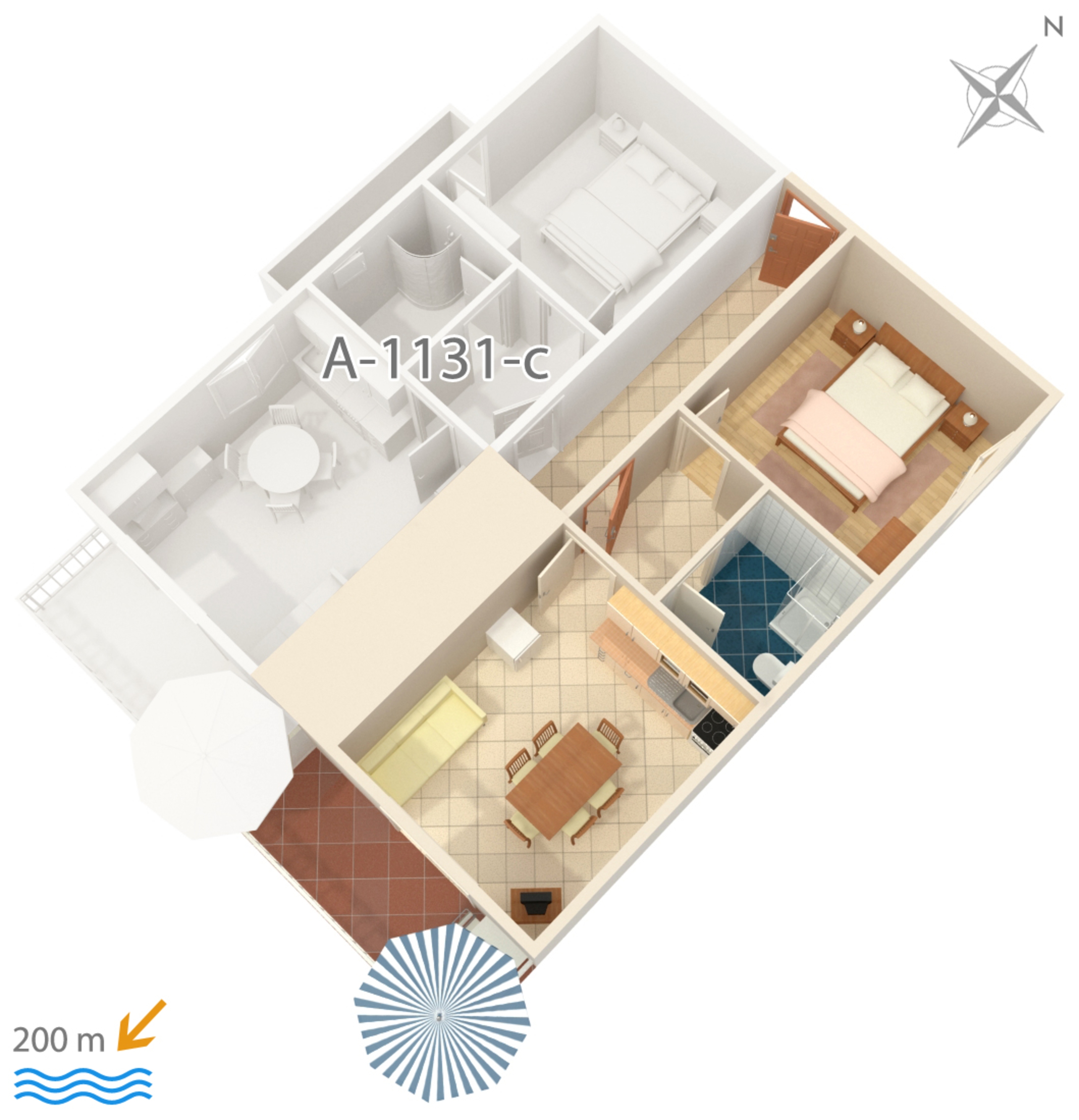 One bedroom apartment with balcony and sea view Marušići, Omiš  A-b