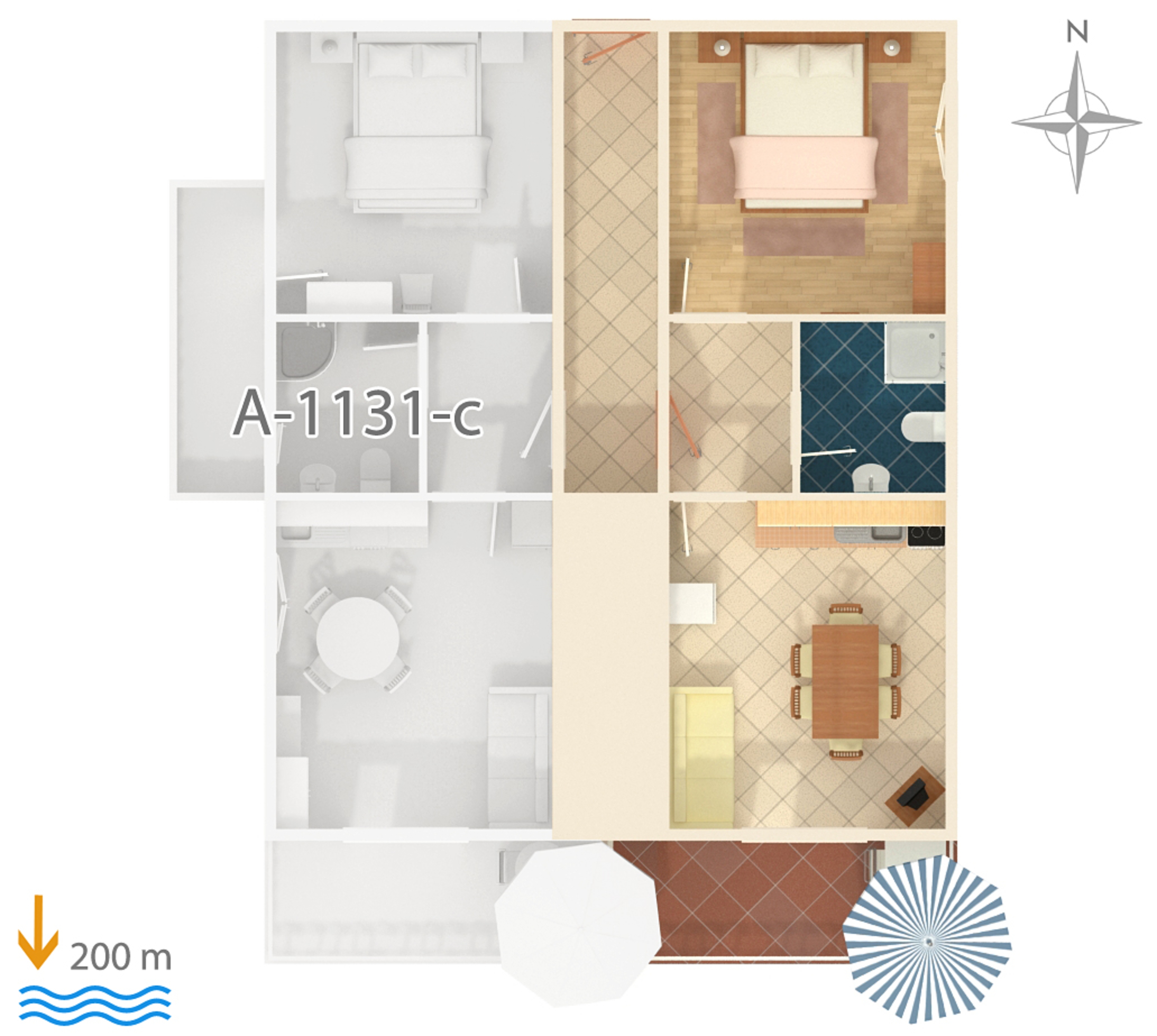 One bedroom apartment with balcony and sea view Marušići, Omiš  A-b