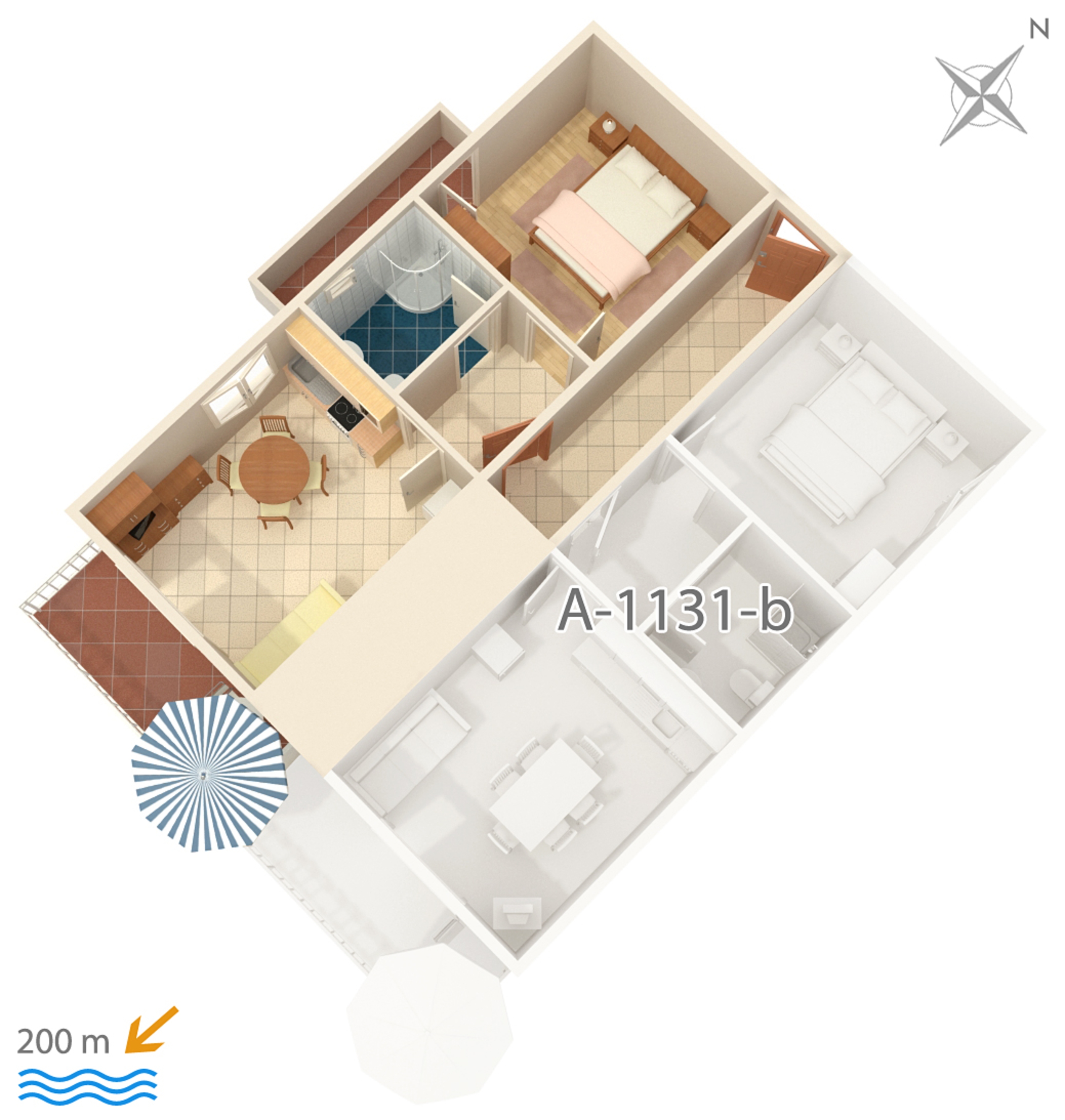 One bedroom apartment with balcony and sea view Marušići, Omiš  A-c