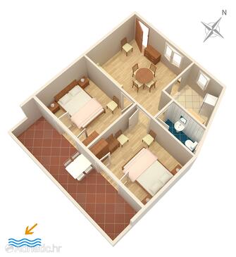 Plan Hvar, Plan in the apartment, dopusteni kucni ljubimci i WIFI.