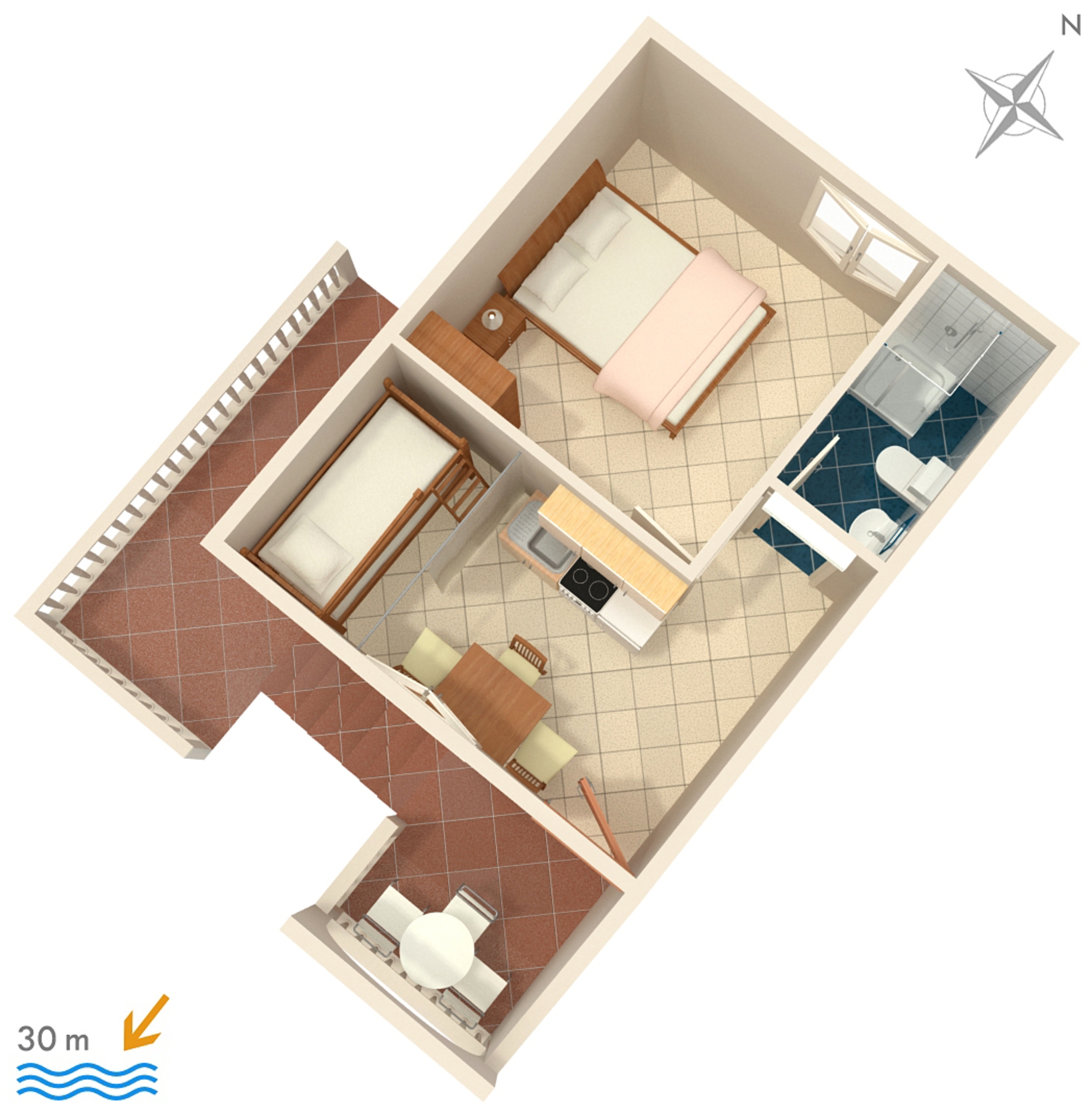 One bedroom apartment near beach Rukavac, Vis  A-a