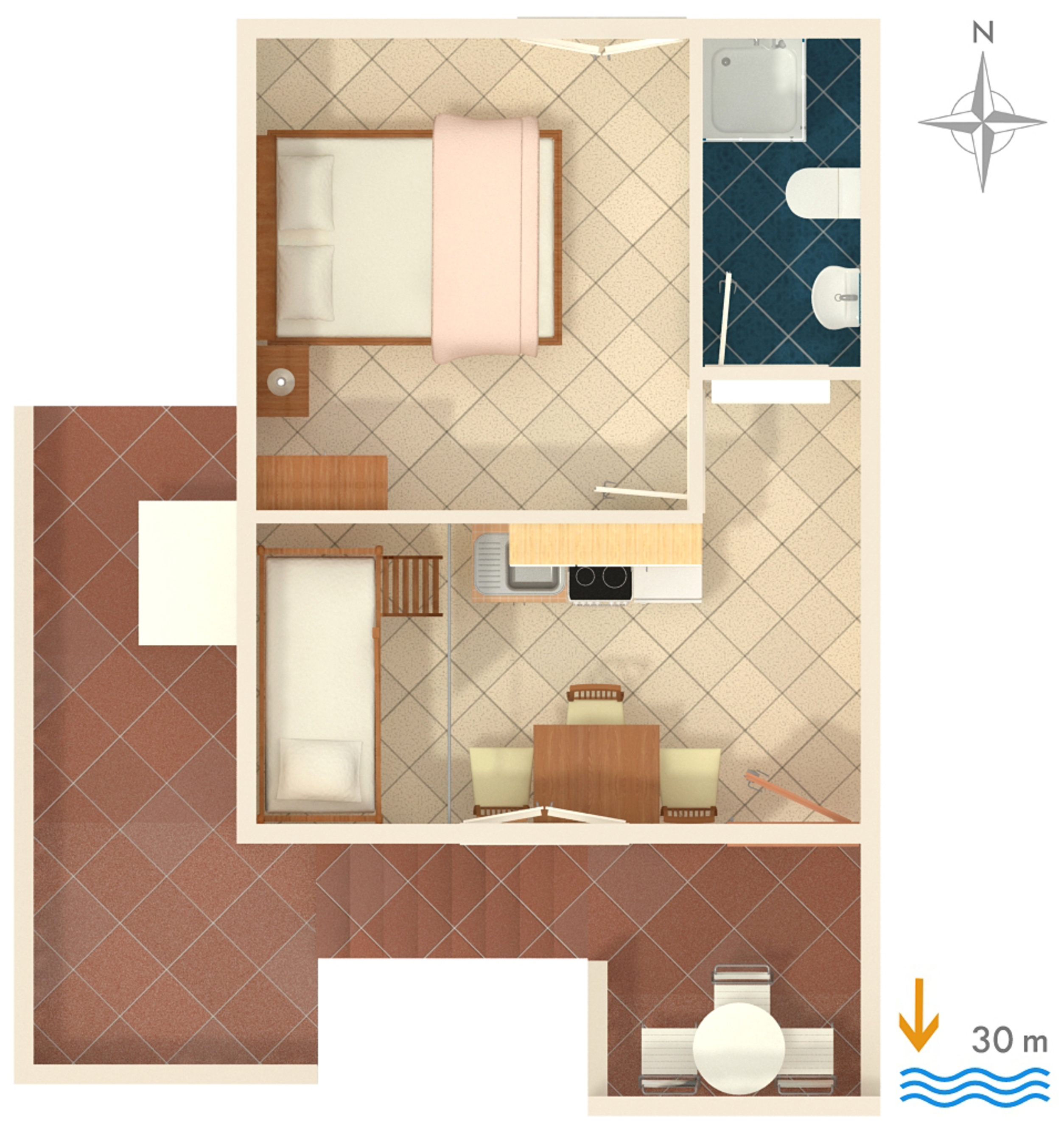 One bedroom apartment near beach Rukavac, Vis  A-a