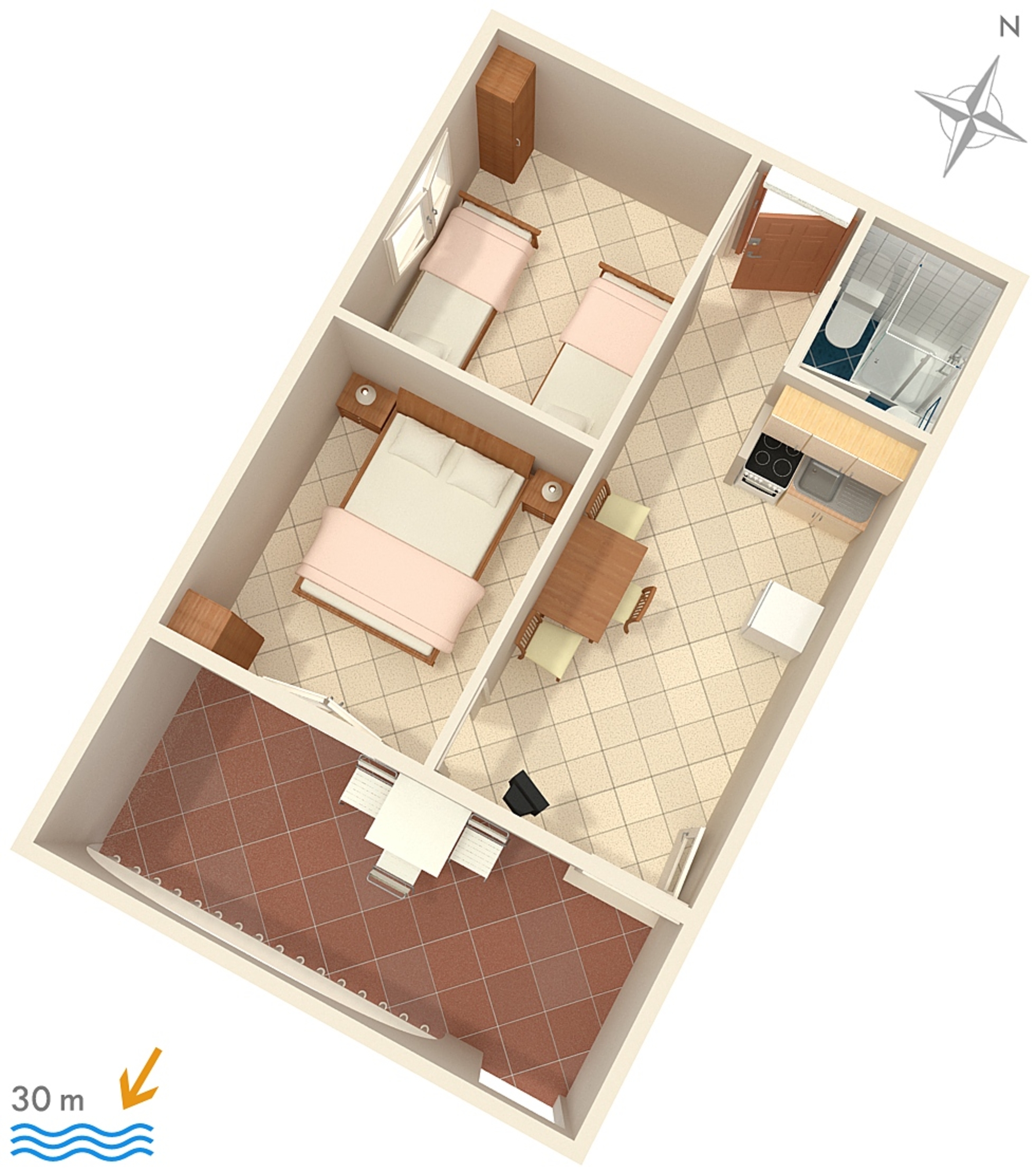 Two bedroom apartment near beach Rukavac, Vis  A-d