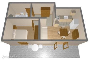 Vis, plattegrond in the apartment, (pet friendly) en WiFi.