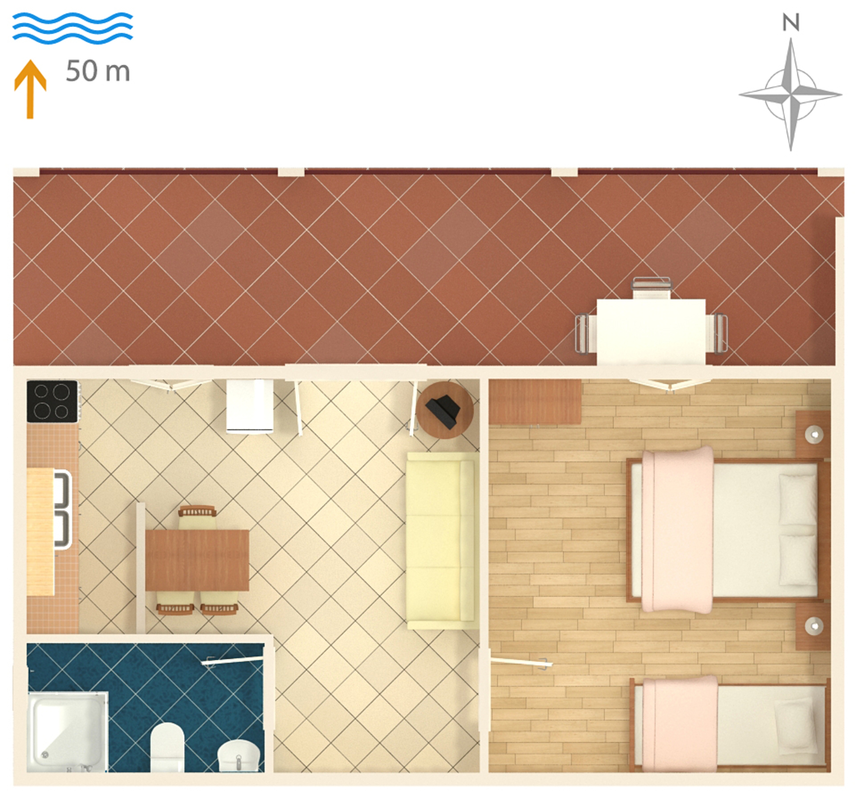 One bedroom apartment near beach Mudri Dolac, Hvar  A-b