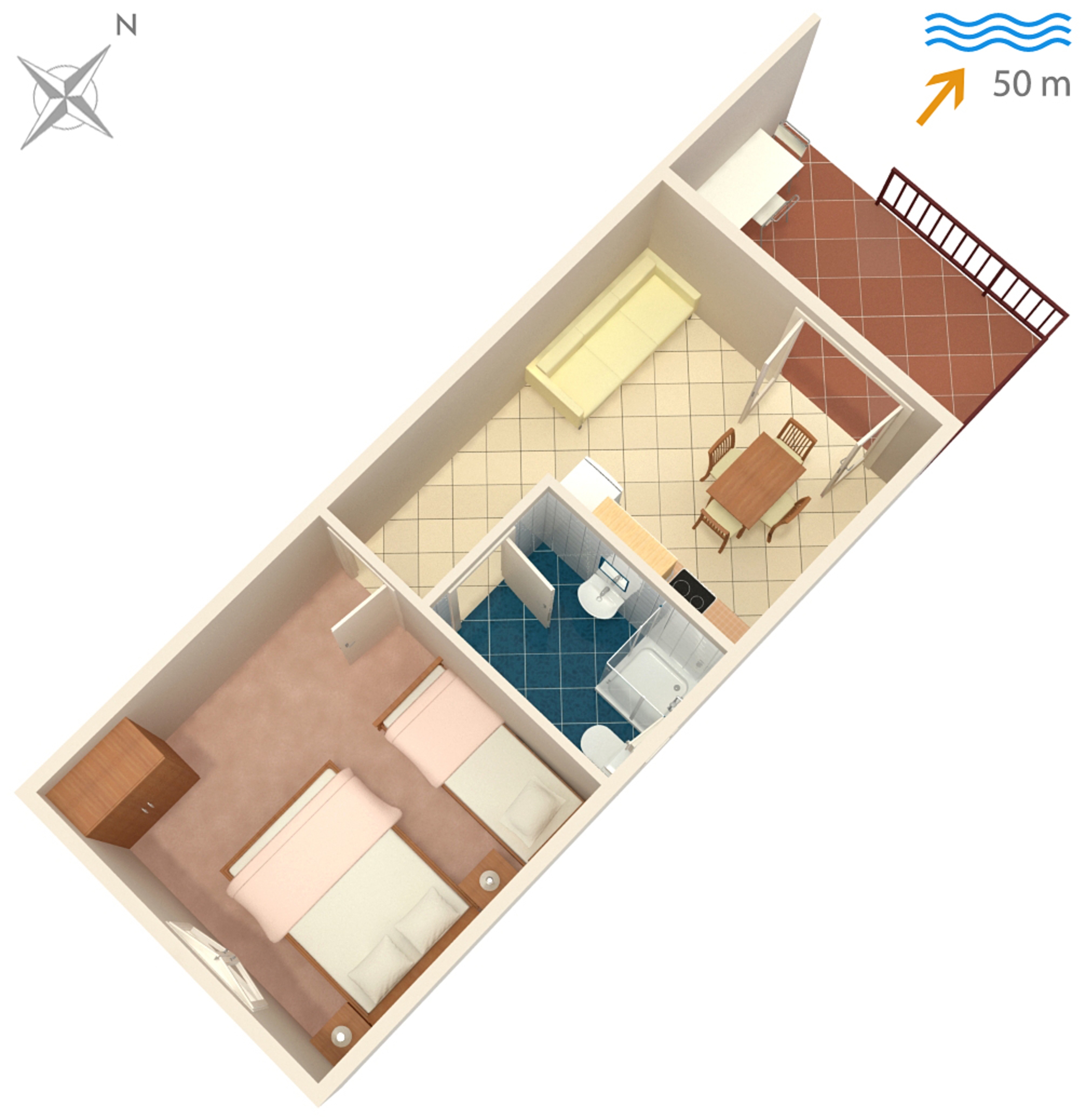 One bedroom apartment near beach Mudri Dolac, Hvar  A-c