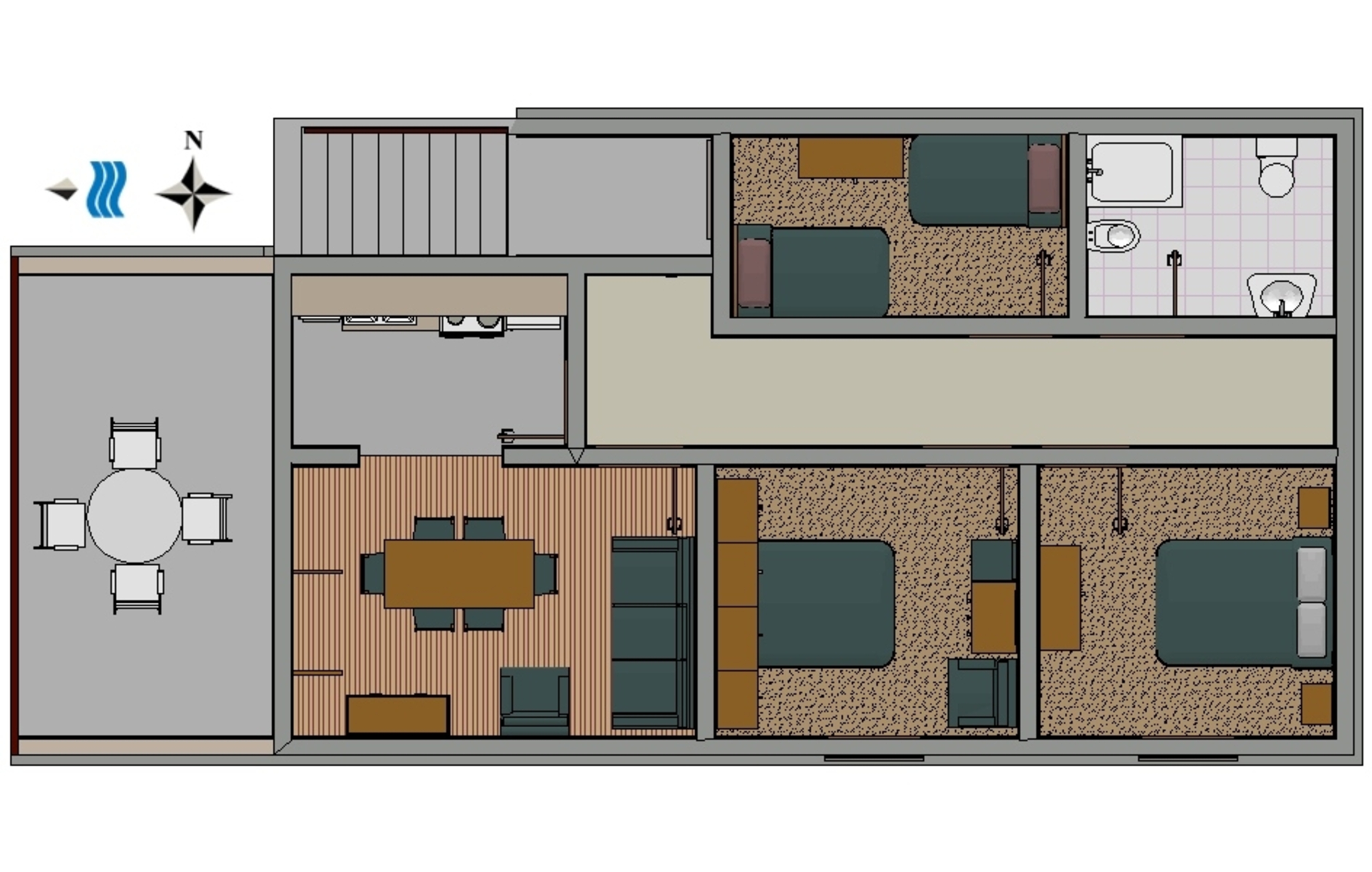 Three bedroom apartment with terrace and sea view Gršćica, Korčula  A-a