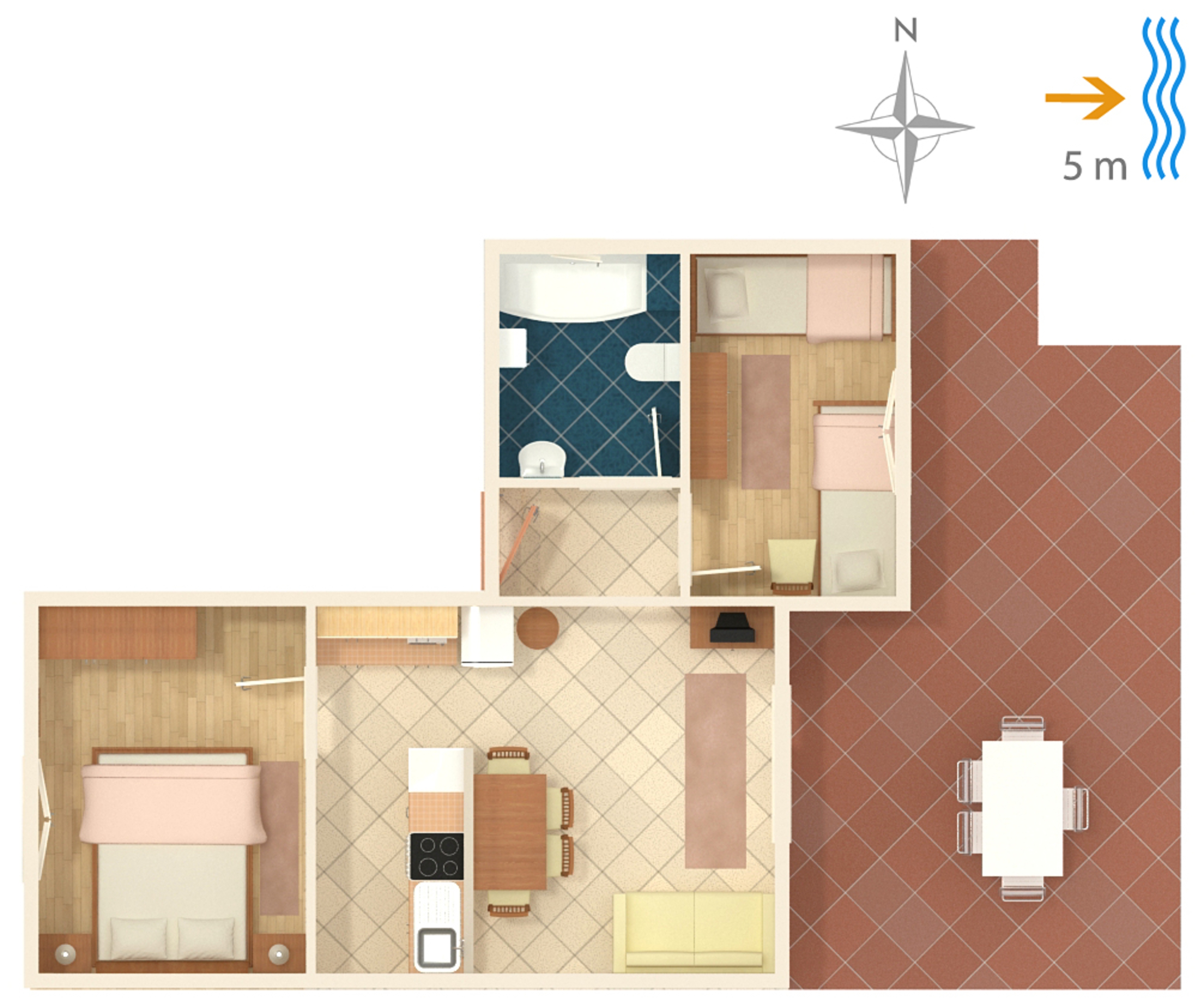 Two bedroom apartment near beach Lumbarda, Korčula  A-b