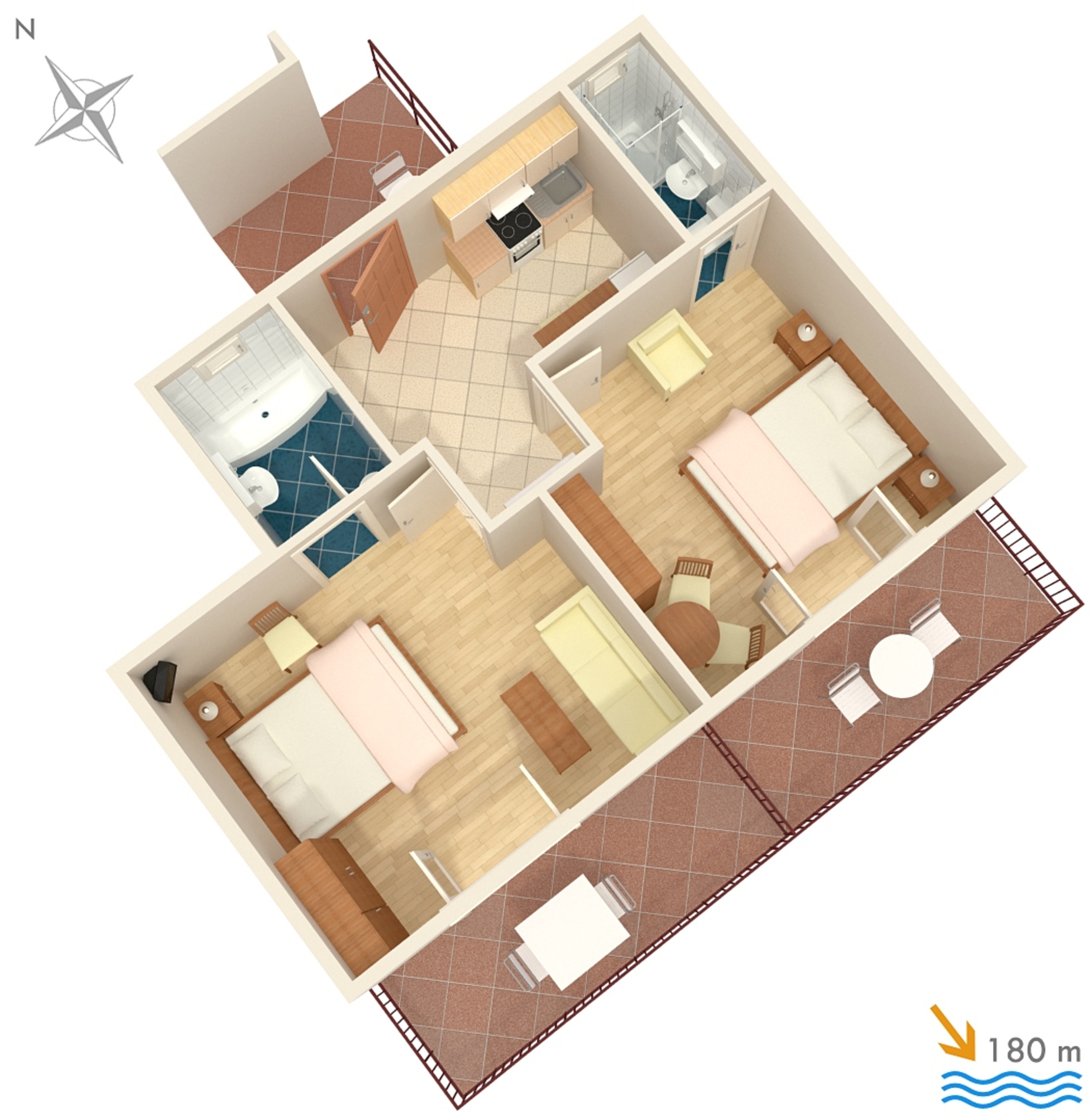 Two bedroom apartment with balcony Hvar  A-a