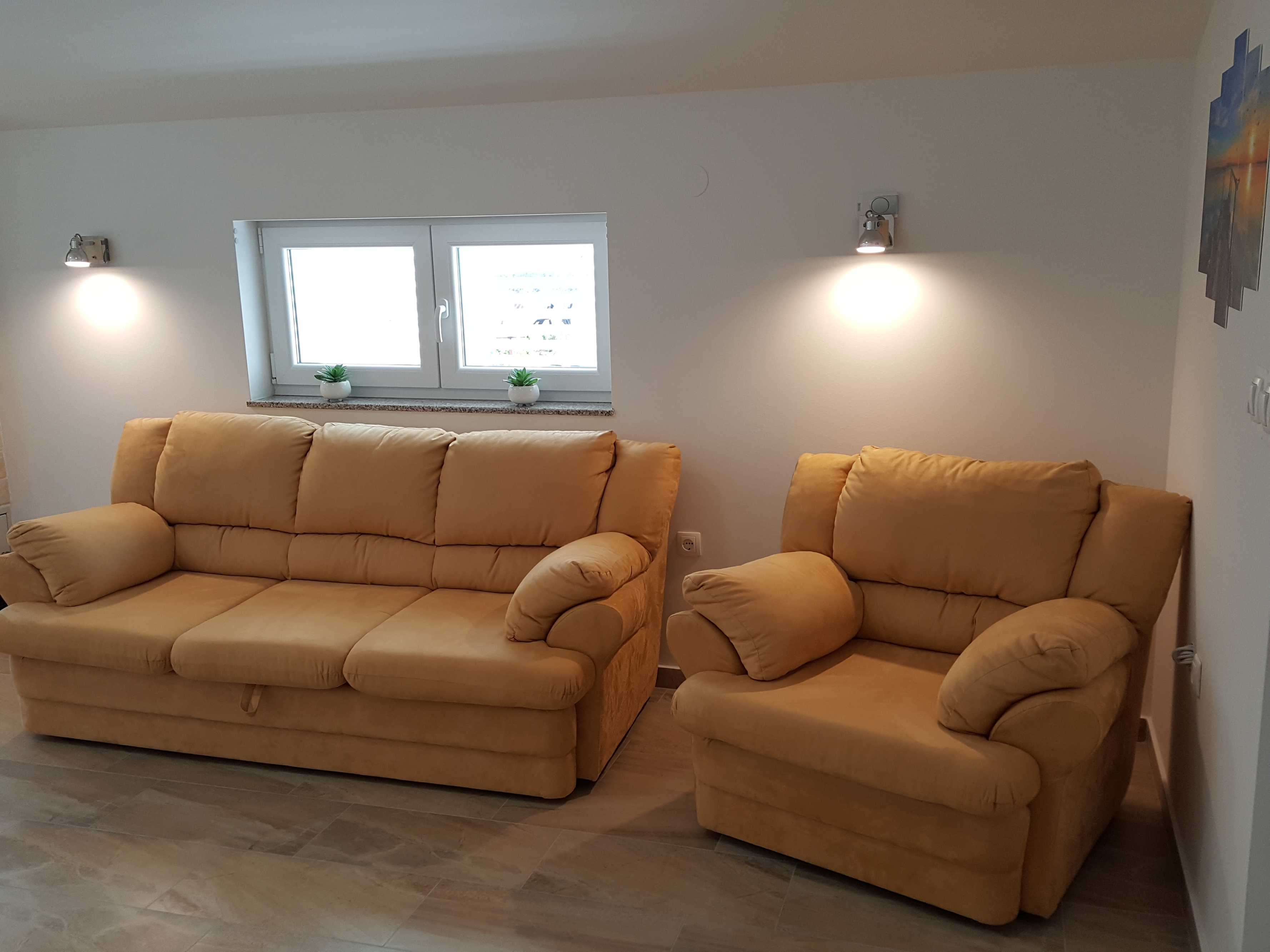 Dvosobni apartman s balkonom i pogledom na more Vrsi, Zadar  A-c