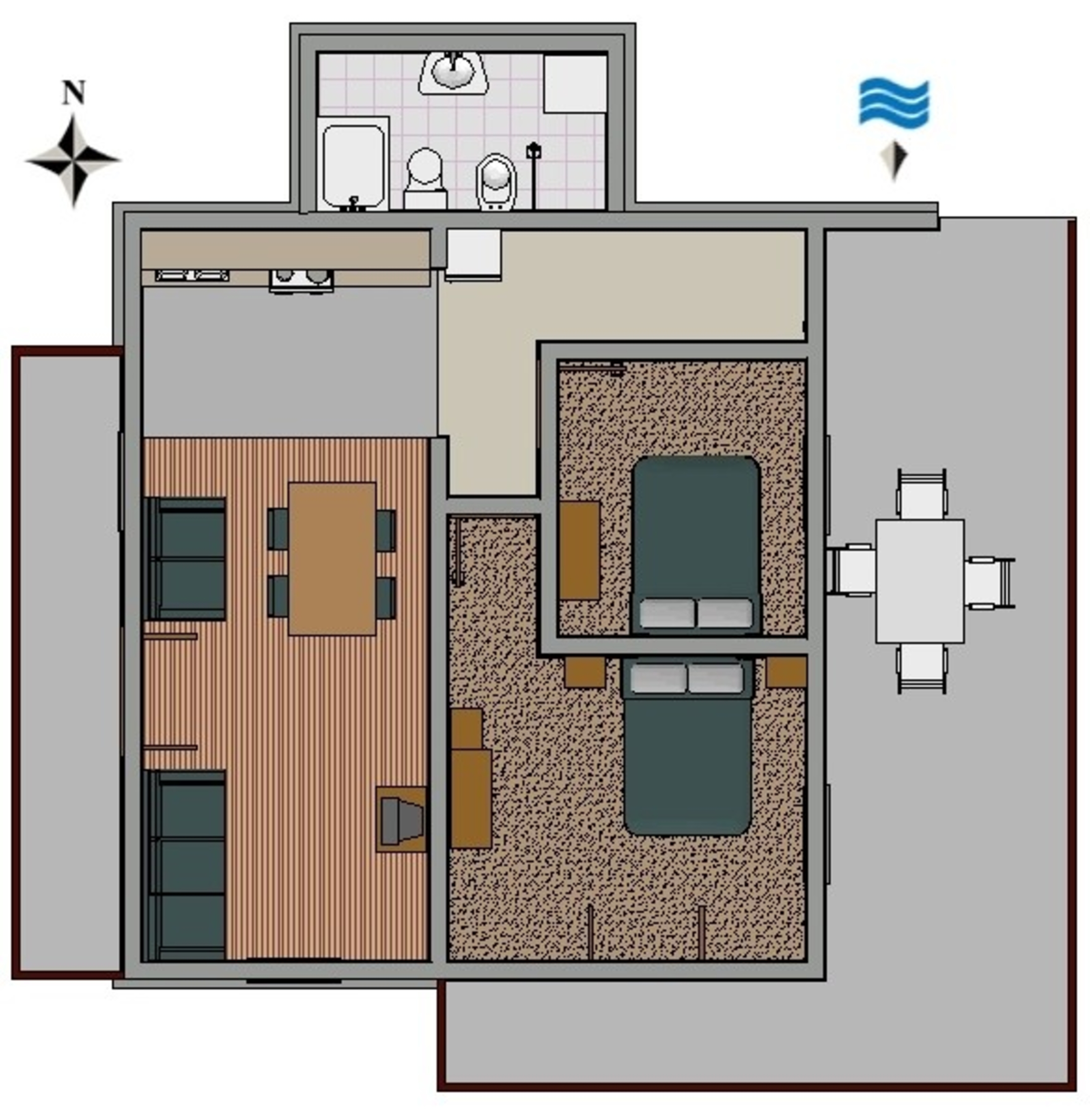 Two bedroom apartment with terrace and sea view Prižba, Korčula  A-b