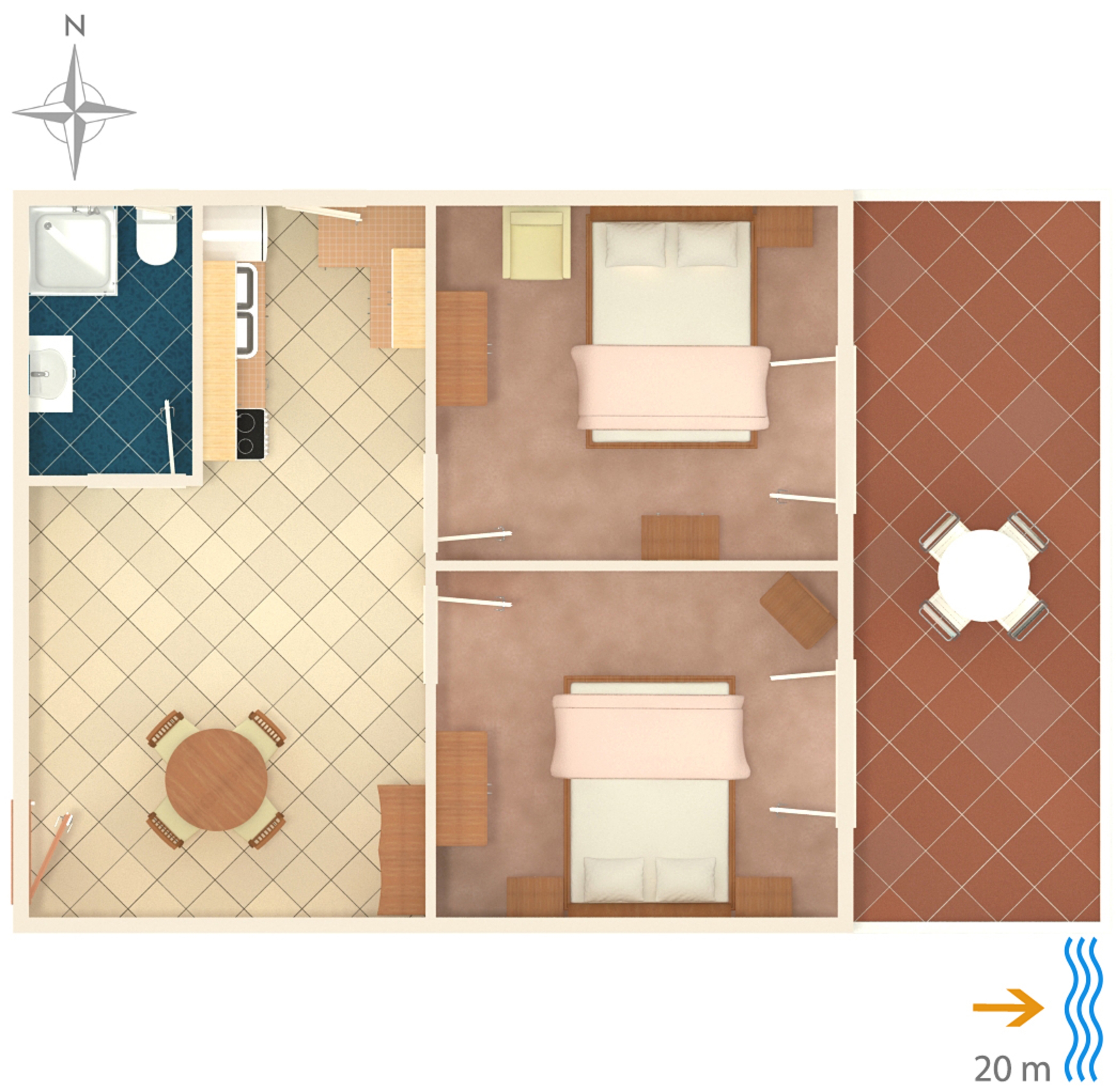 Two bedroom apartment near beach Prižba, Korčula  A-b