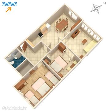 Plan Žrnovska Banja, Plan in the apartment, dopusteni kucni ljubimci i WIFI.