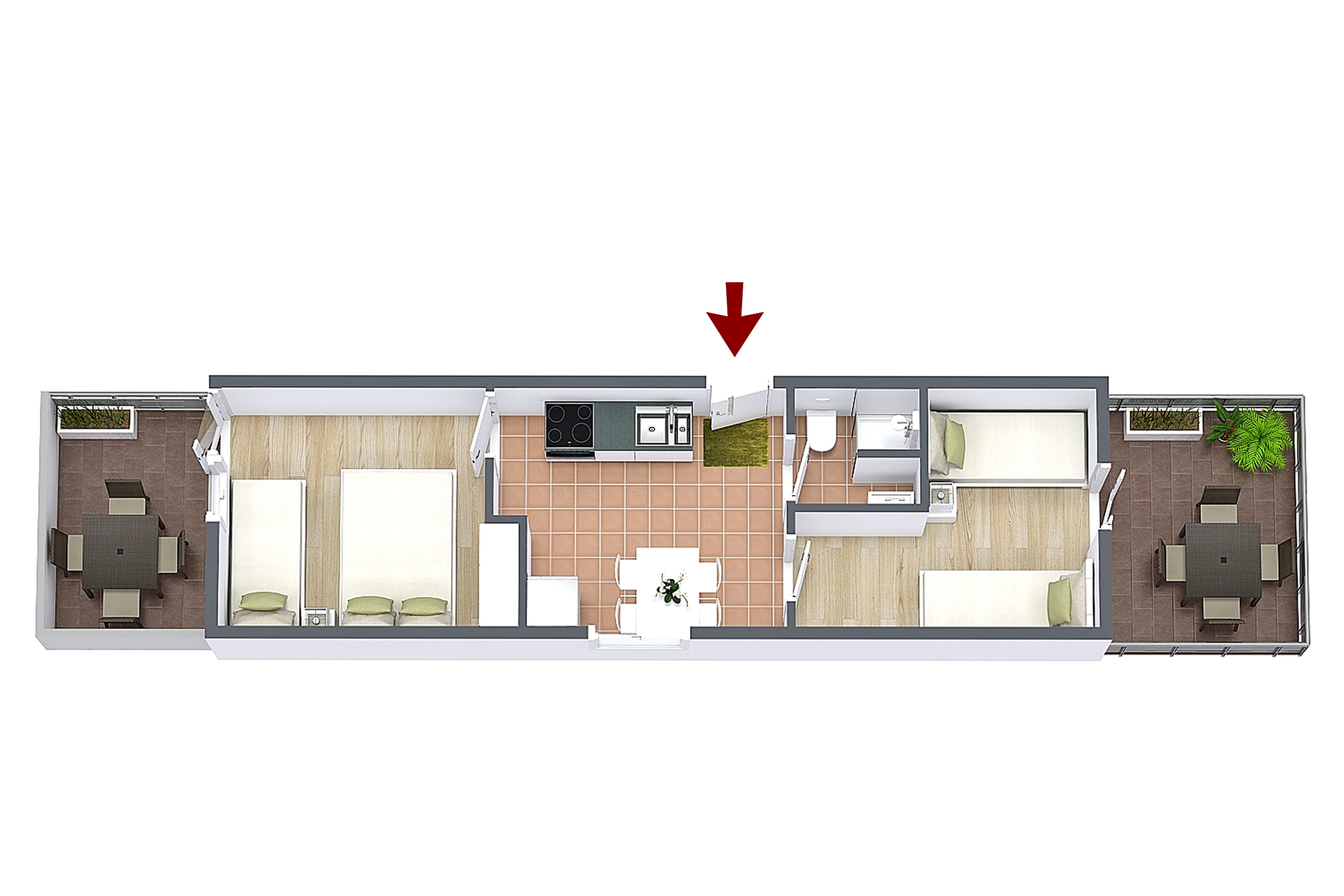 Two bedroom apartment with terrace and sea view Pisak, Omiš  A-a