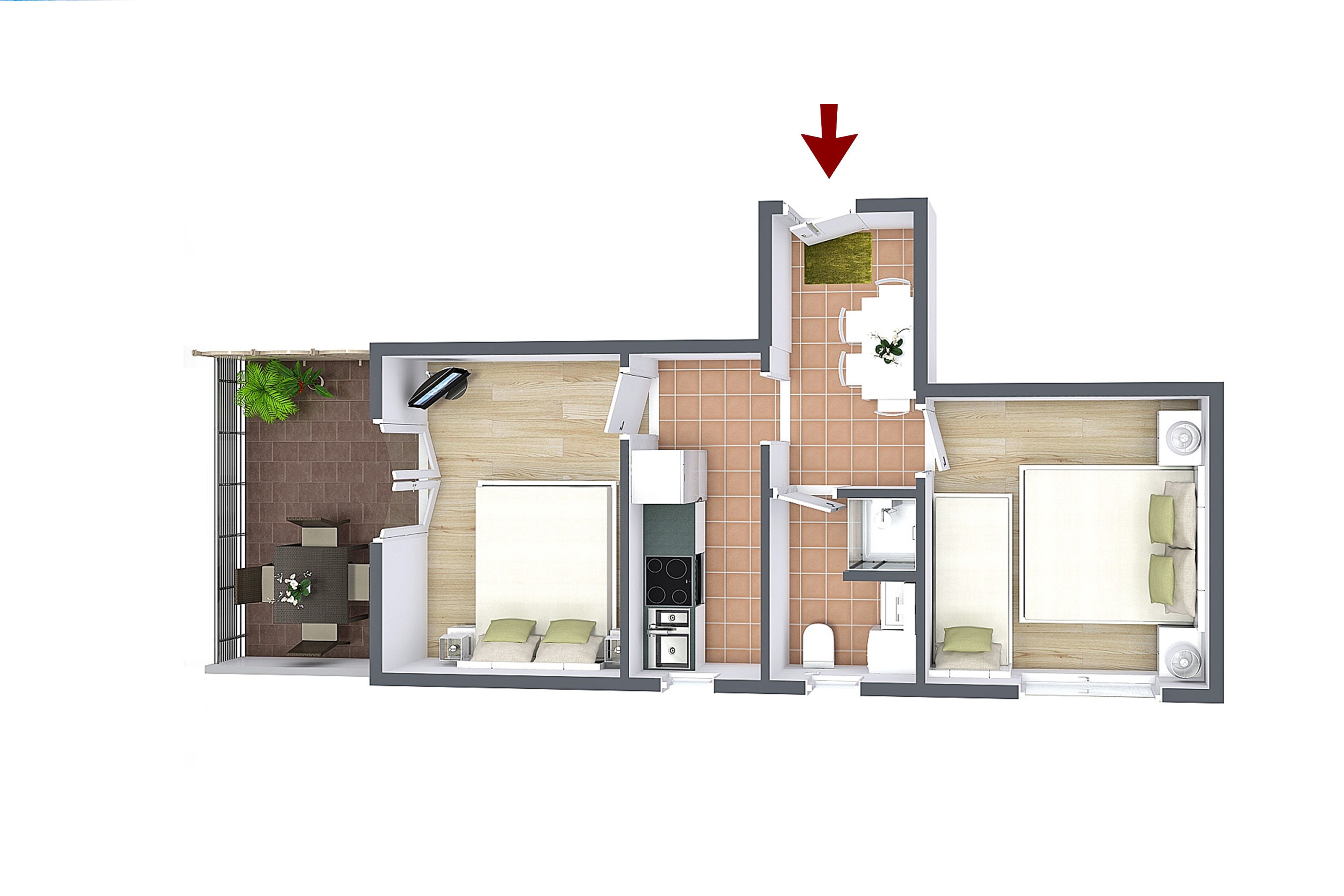 Two bedroom apartment with terrace and sea view Pisak, Omiš  A-b