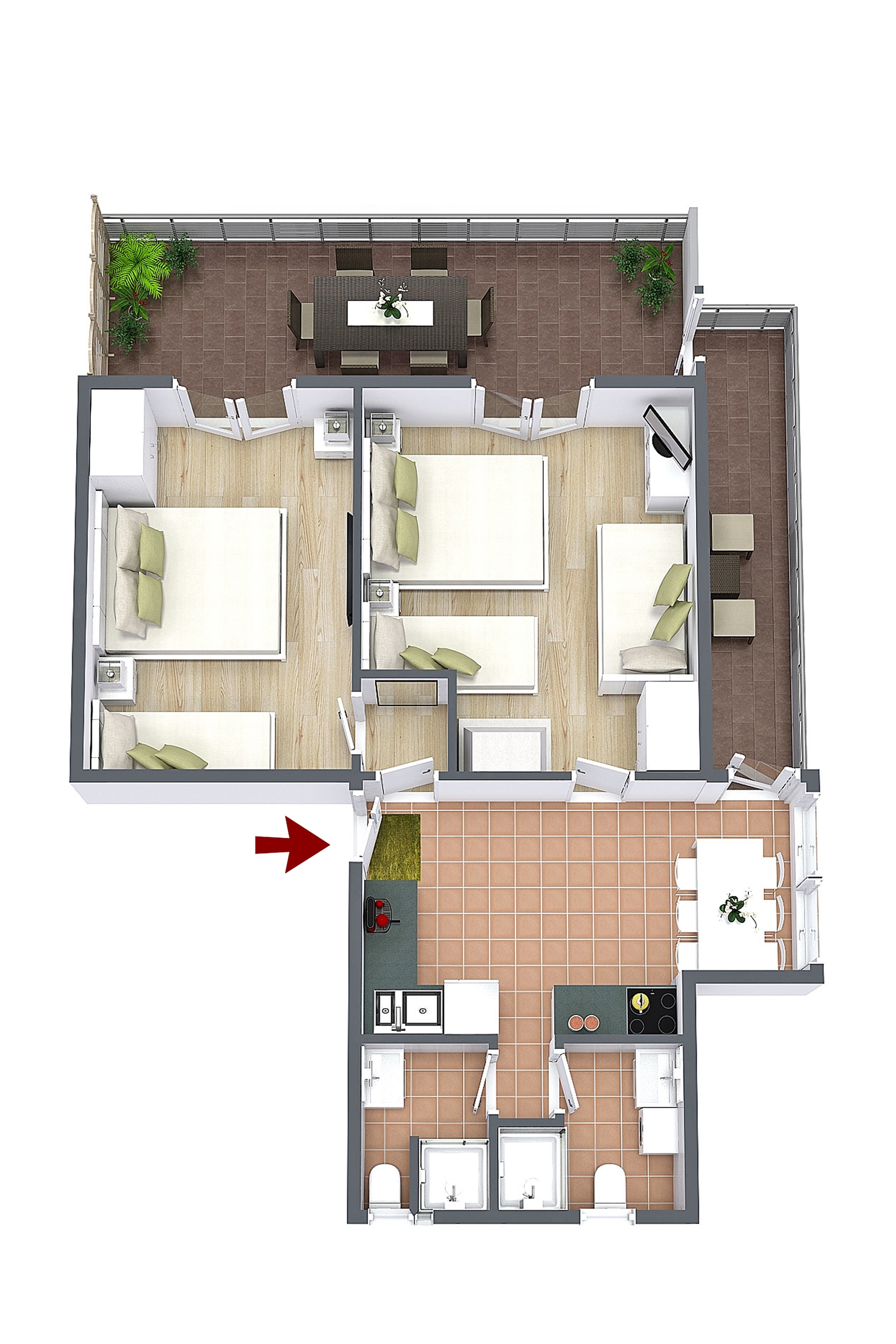 Two bedroom apartment with terrace and sea view Pisak, Omiš  A-c